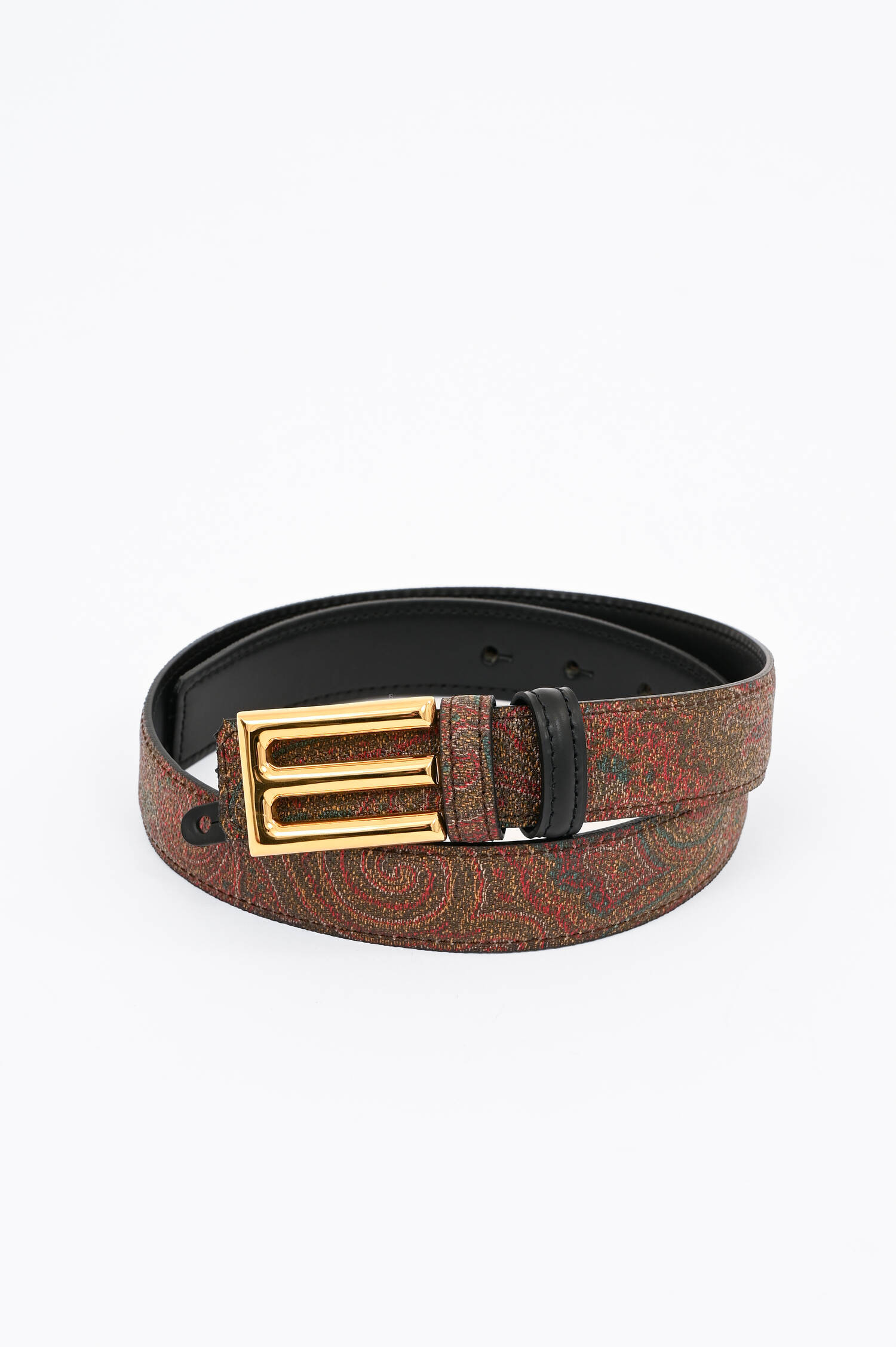 Ledergürtel mit E-Schließe in Rot/Braun