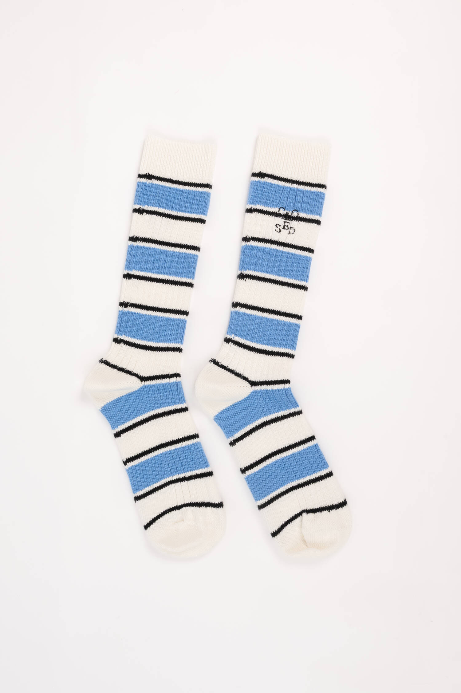 Ripp Socken in Blau/Weiß gestreift Ripp Socken in Blau/Weiß gestreift