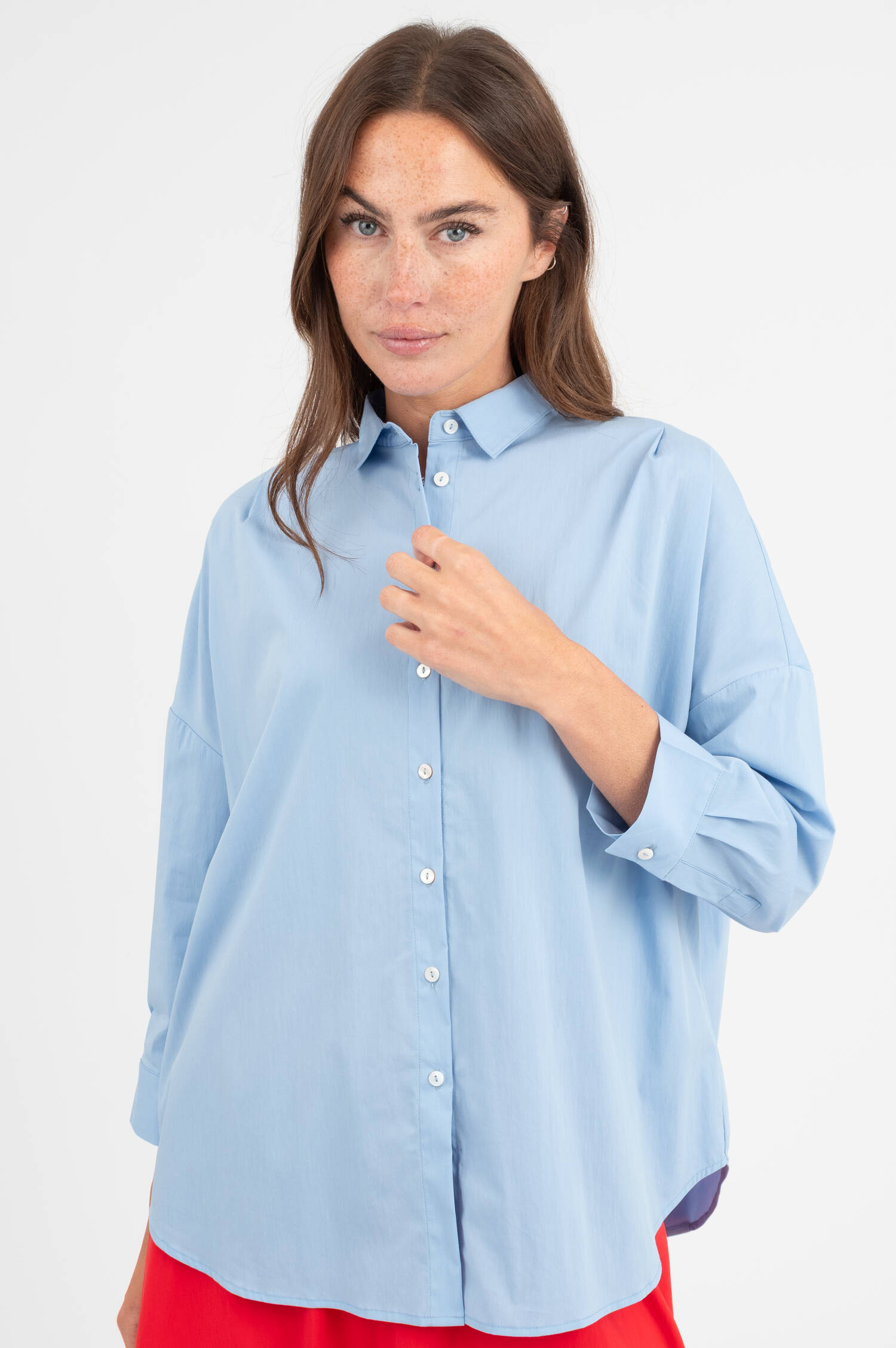 Popeline Bluse in Hellblau Popeline Bluse in Hellblau