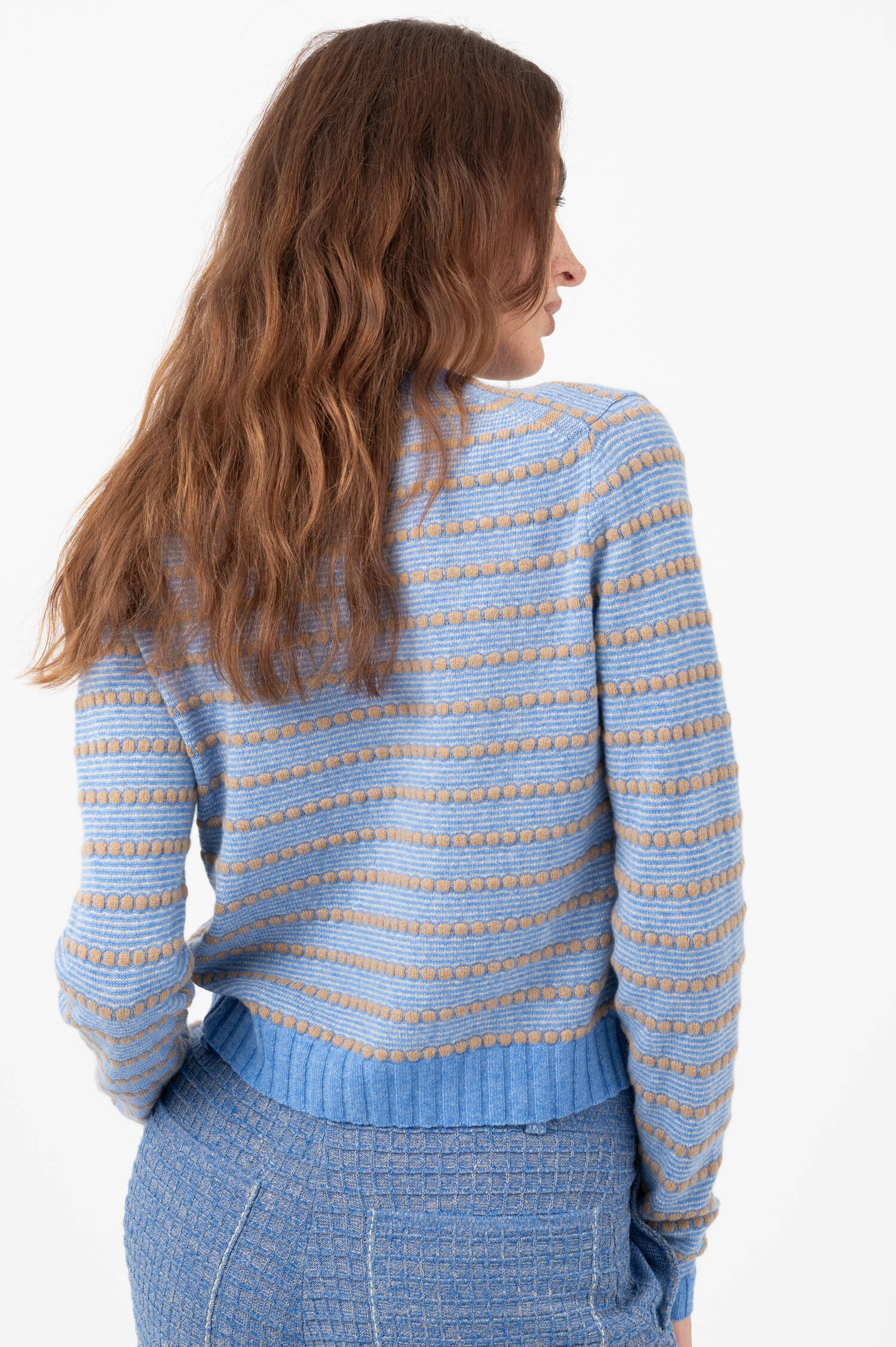 Cashmere Pullover PEPPLE in Hellblau/Beige Cashmere Pullover PEPPLE in Hellblau/Beige