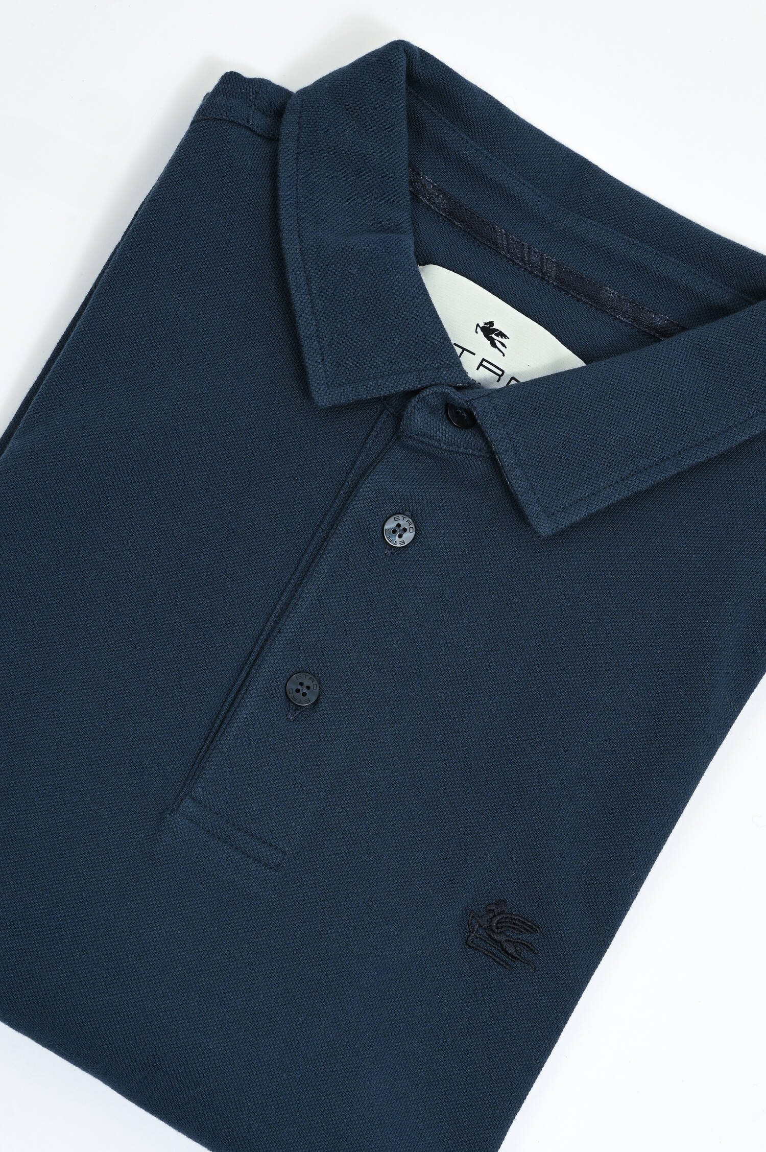 Polo-Shirt mit gemustertem Kragen in Navy