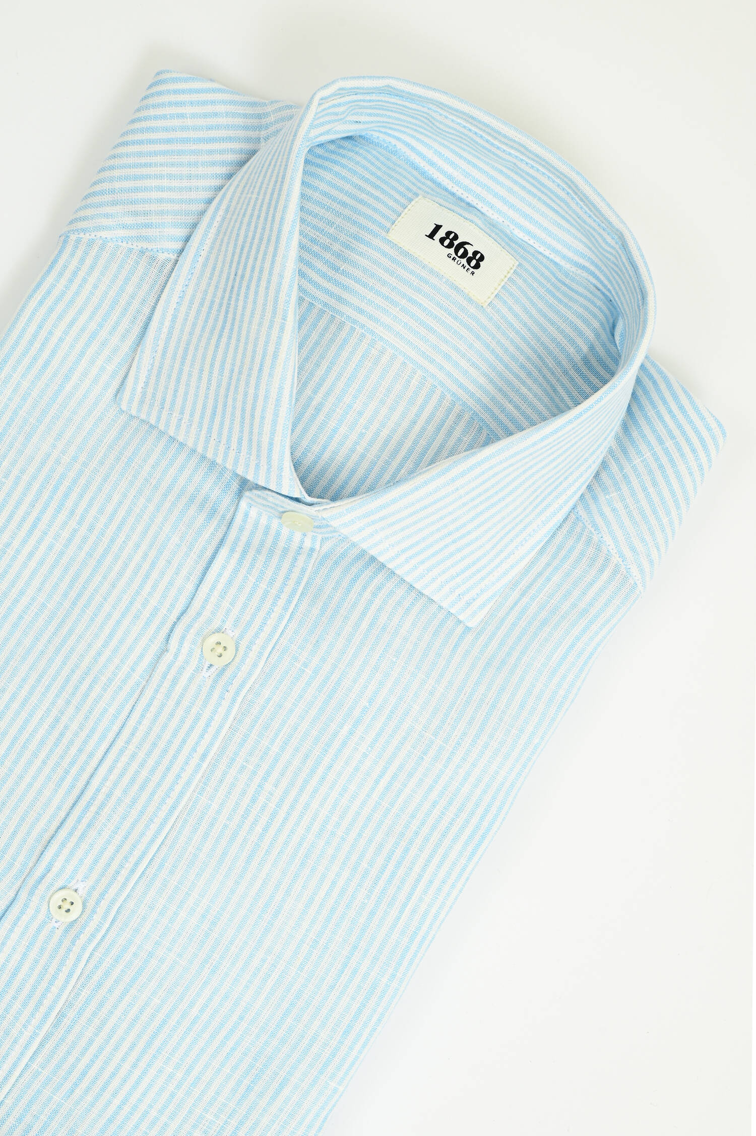 Leinenhemd mit schmalen Streifen in Hellblau/Weiß Leinenhemd mit schmalen Streifen in Hellblau/Weiß
