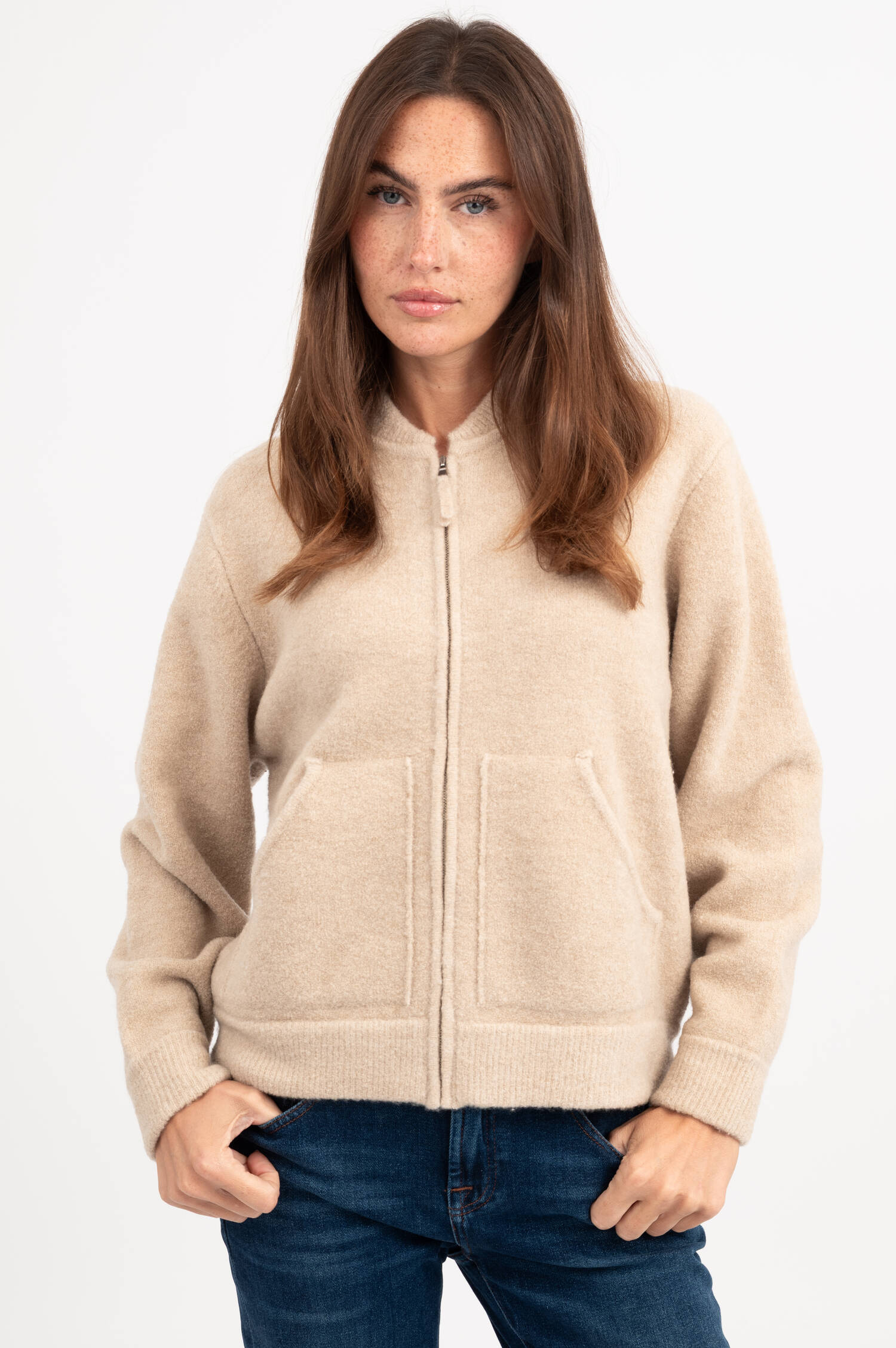 Chenille Strickjacke in Beige Chenille Strickjacke in Beige