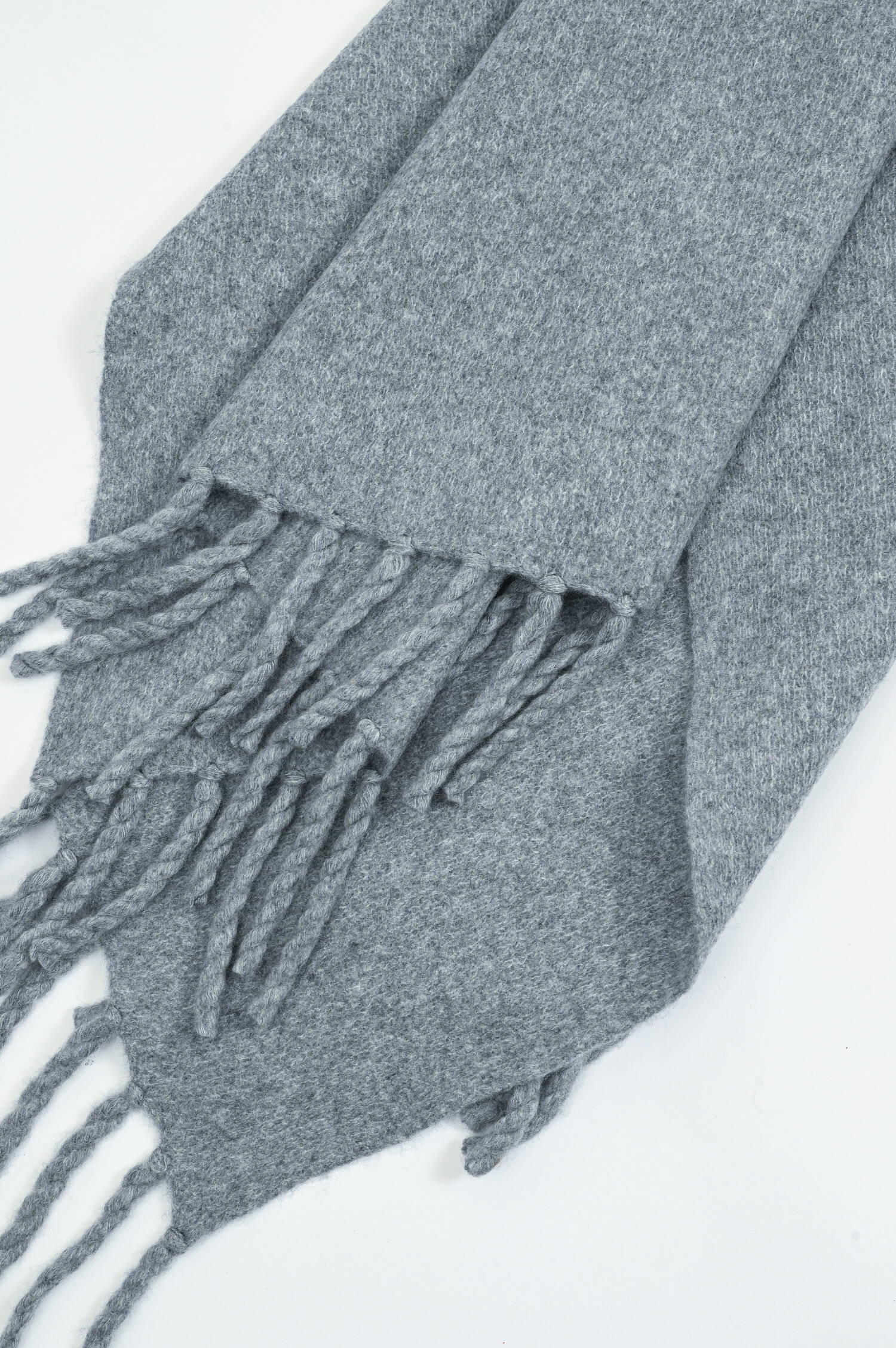 Cashmere-Schal mit breiten Fransen in Hellgrau