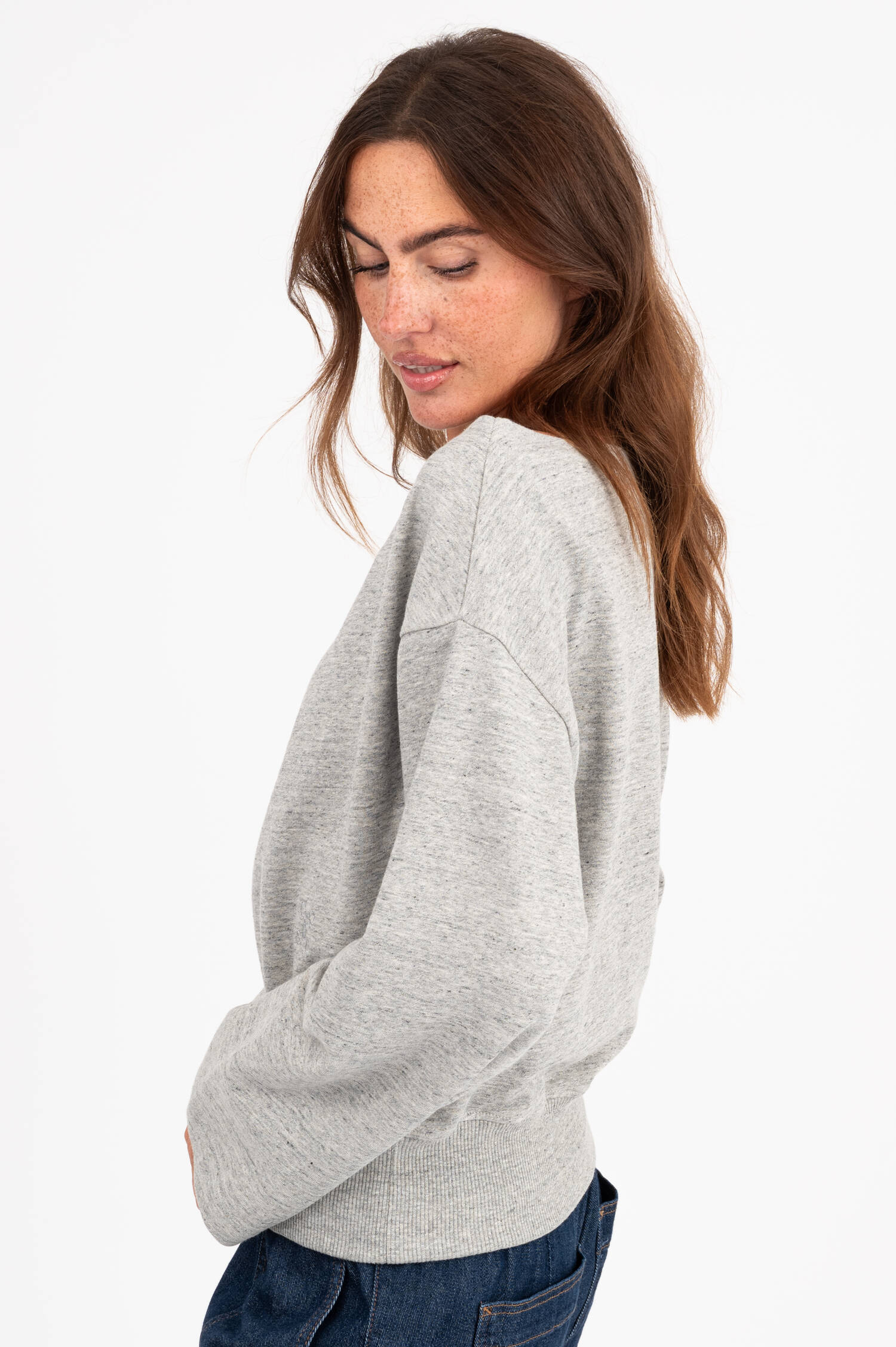 Off-Shoulder Sweater in Grau meliert Off-Shoulder Sweater in Grau meliert