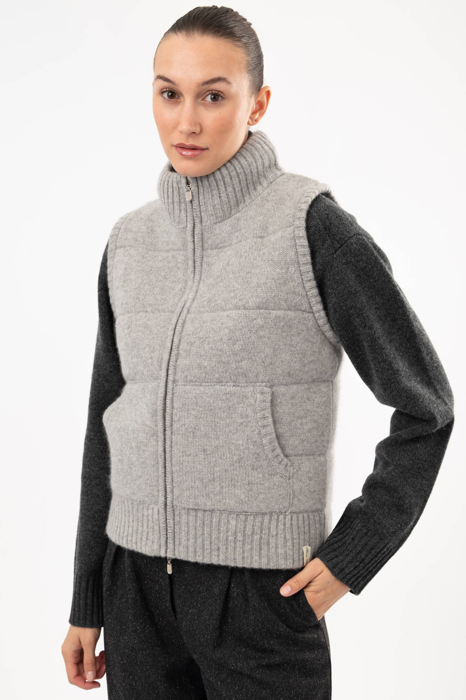 Cashmere-Gilet in Grau