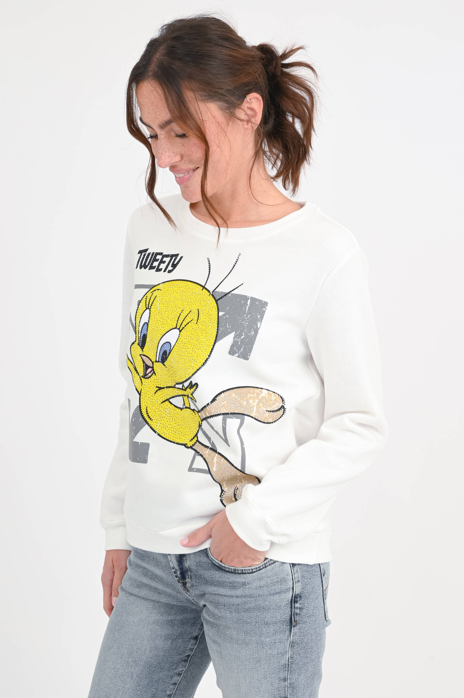 Tweety-Sweatshirt in Weiß