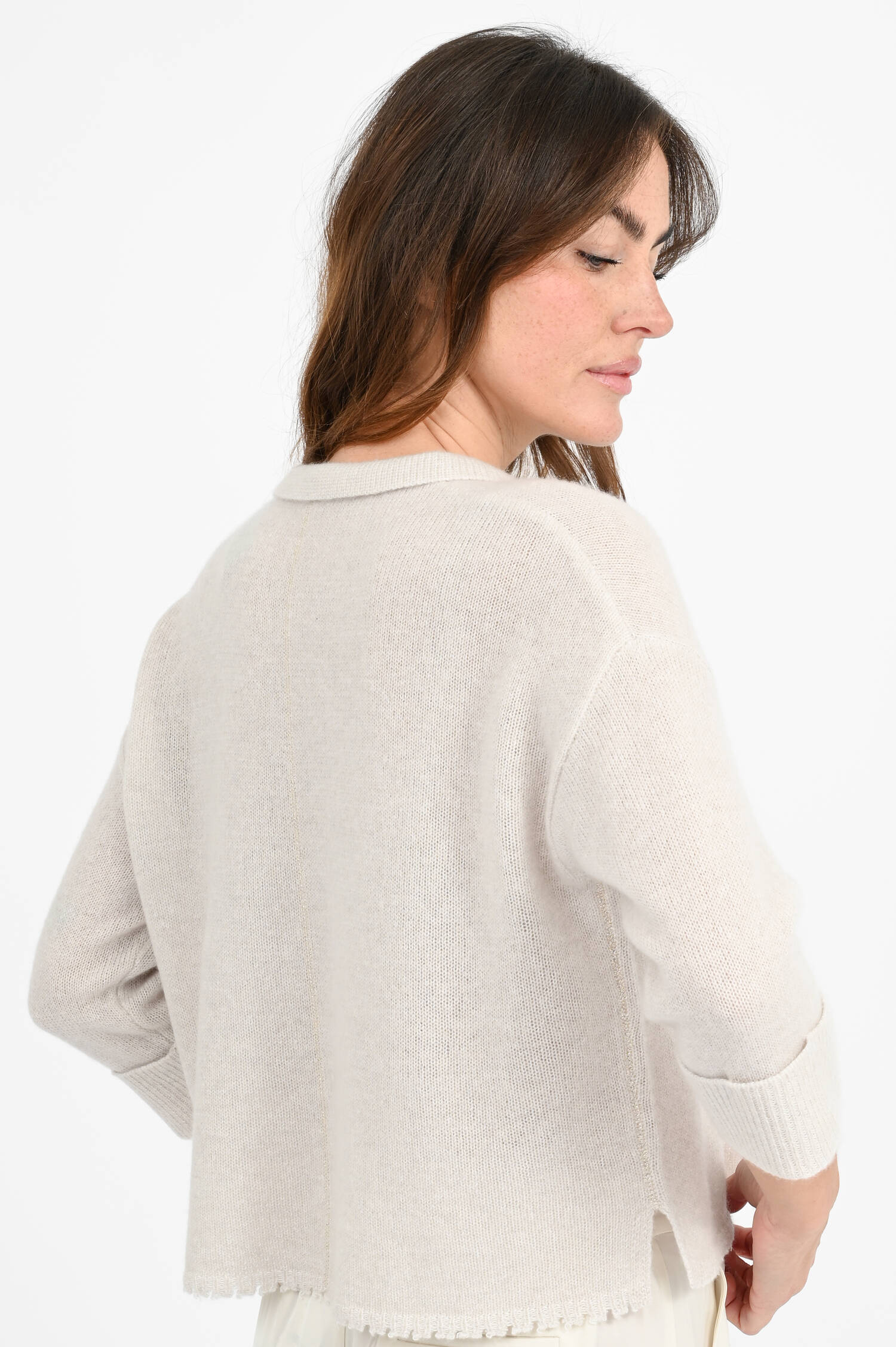 Cardigan aus Cashmere-Baumwoll-Mix in Creme