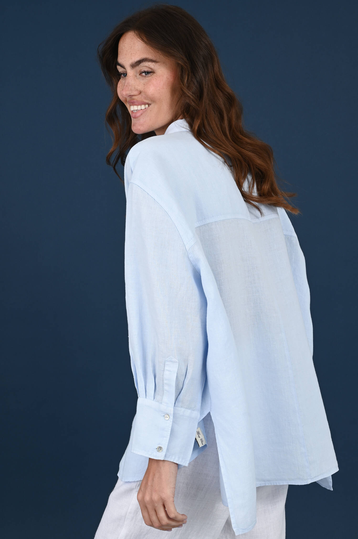 Leinen Hemdbluse in Riverblue Leinen Hemdbluse in Riverblue