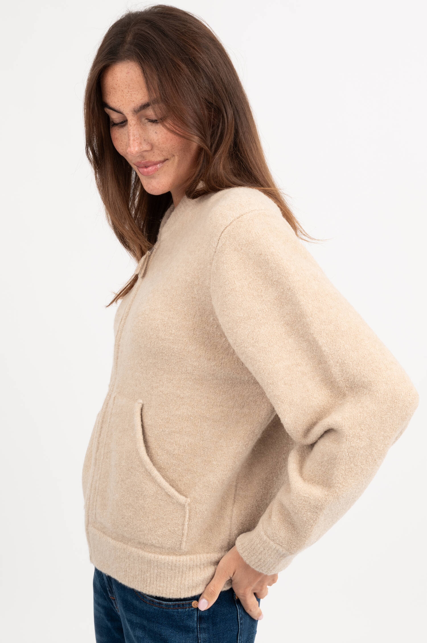 Chenille Strickjacke in Beige Chenille Strickjacke in Beige