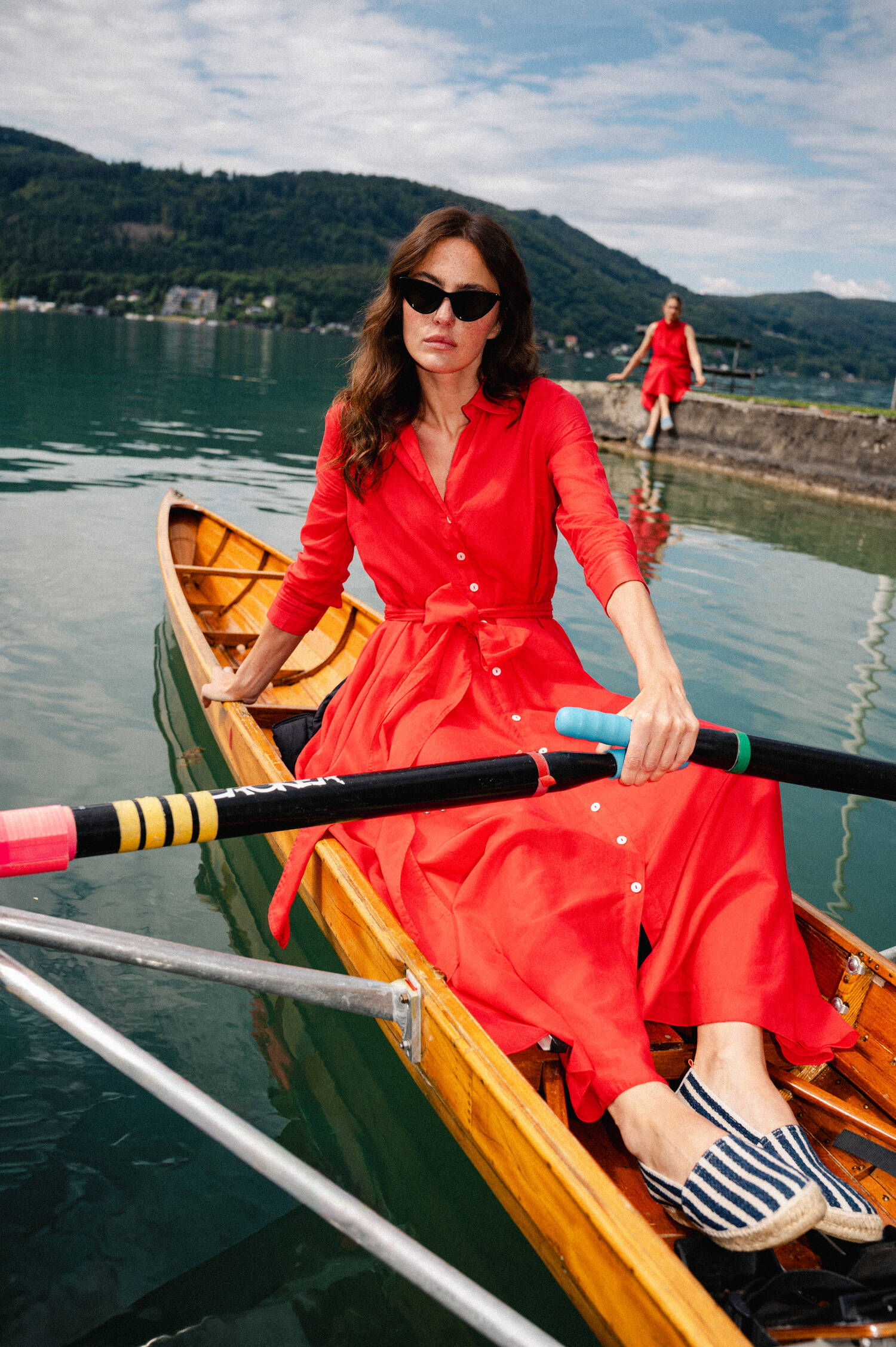 Baumwolle Kleid in Rot
