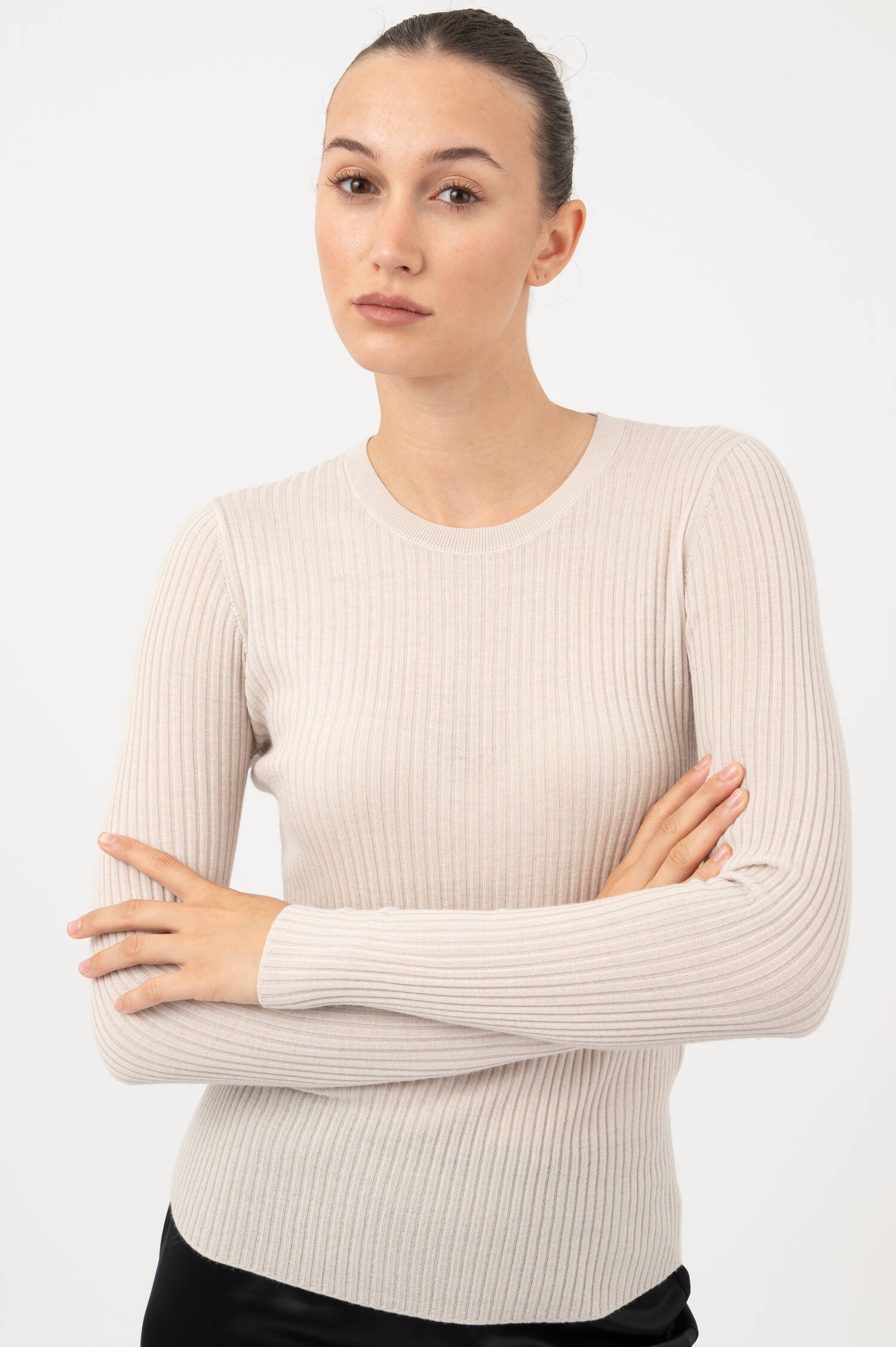 Rippstrick Langarm-Wollshirt CHIPUNA in Beige Rippstrick Langarm-Wollshirt CHIPUNA in Beige