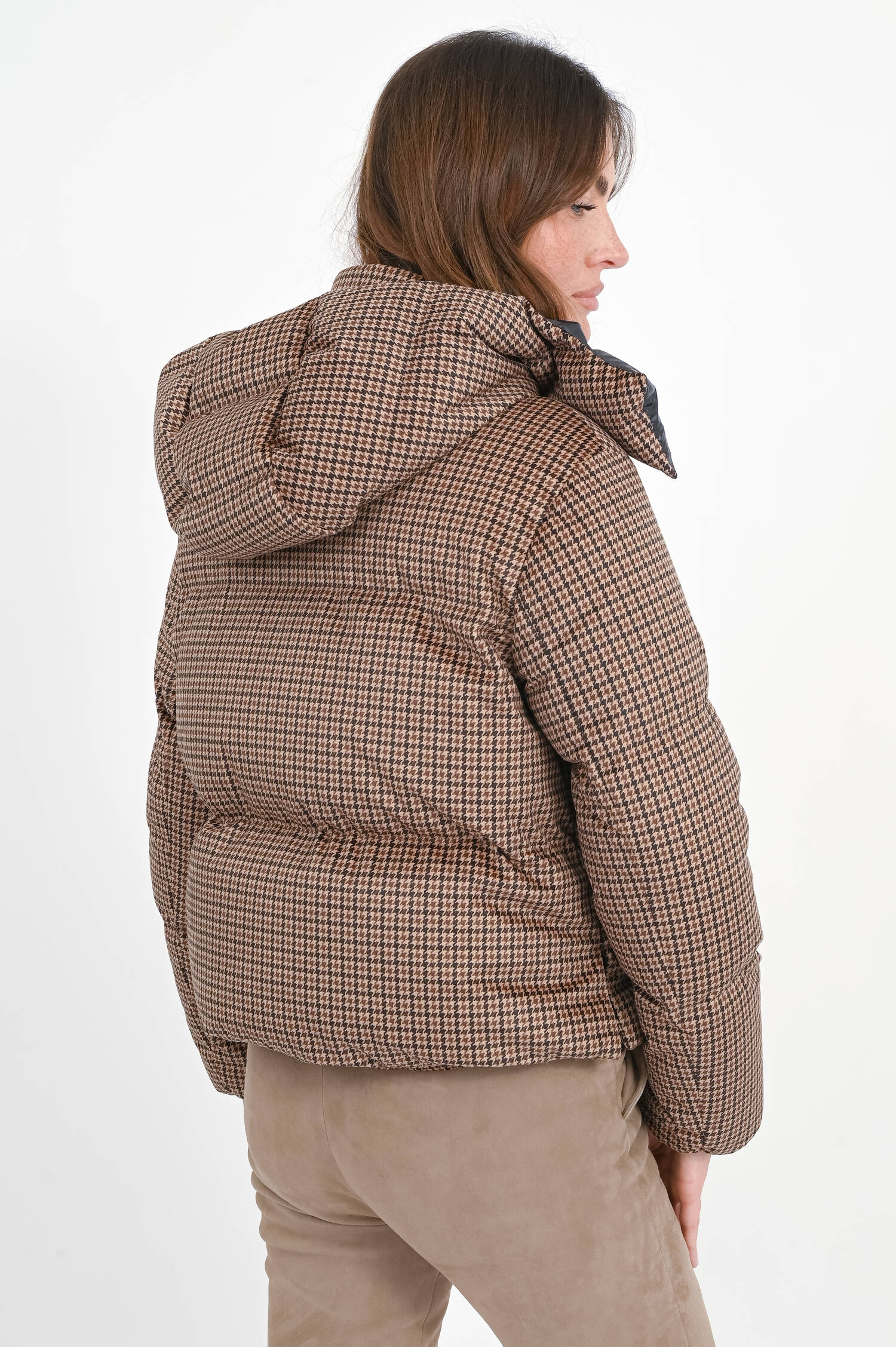 Daunenjacke QUIERZY mit Hahnentrittmuster in Braun Daunenjacke QUIERZY mit Hahnentrittmuster in Braun