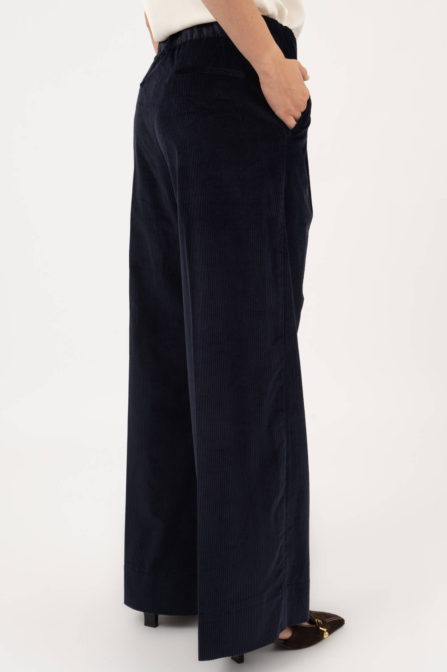 Wide-Leg Cordhose in Navy
