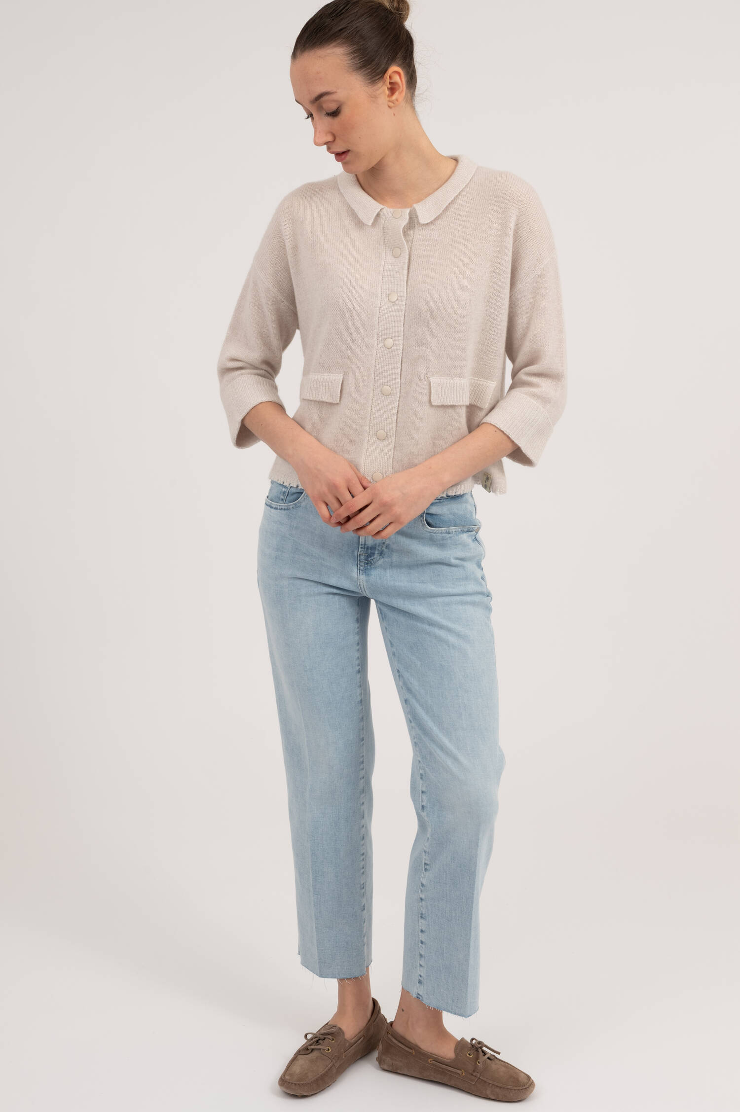 Cardigan aus Cashmere-Baumwoll-Mix in Creme Cardigan aus Cashmere-Baumwoll-Mix in Creme