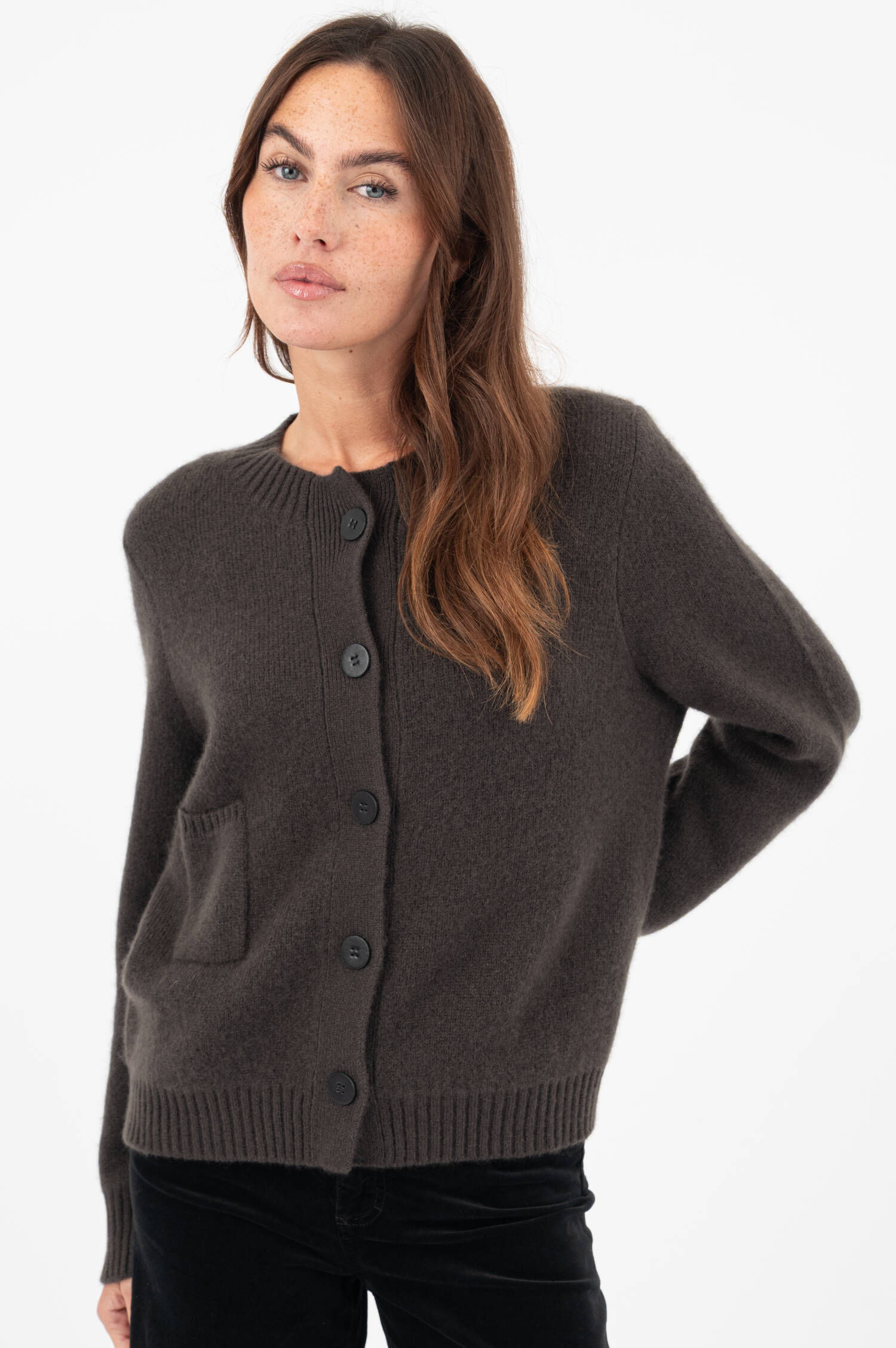 Cashmere-Seiden-Cardigan in Oliv