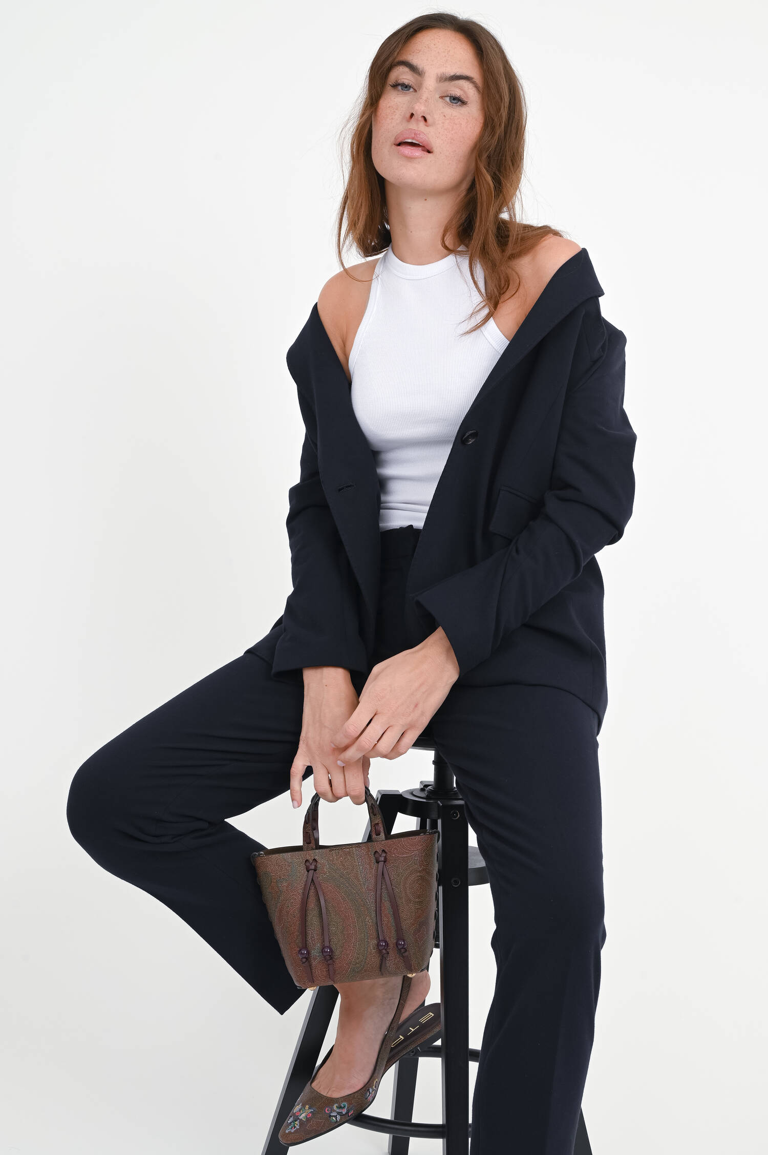 Blazer aus Baumwoll-Mix in Navy