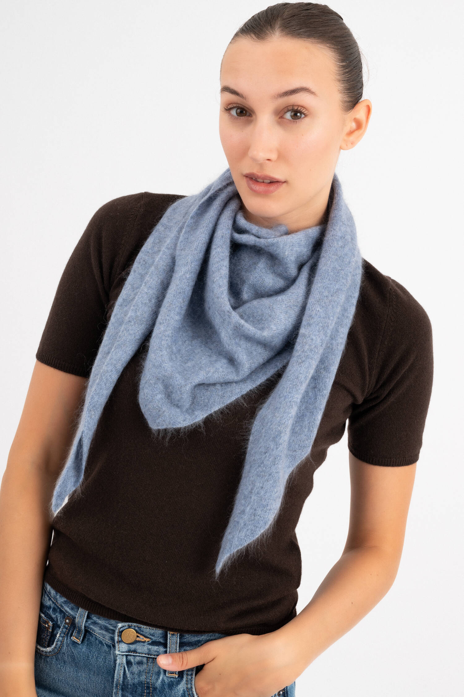 Cashmere-Woll Dreieckstuch in Blau Cashmere-Woll Dreieckstuch in Blau