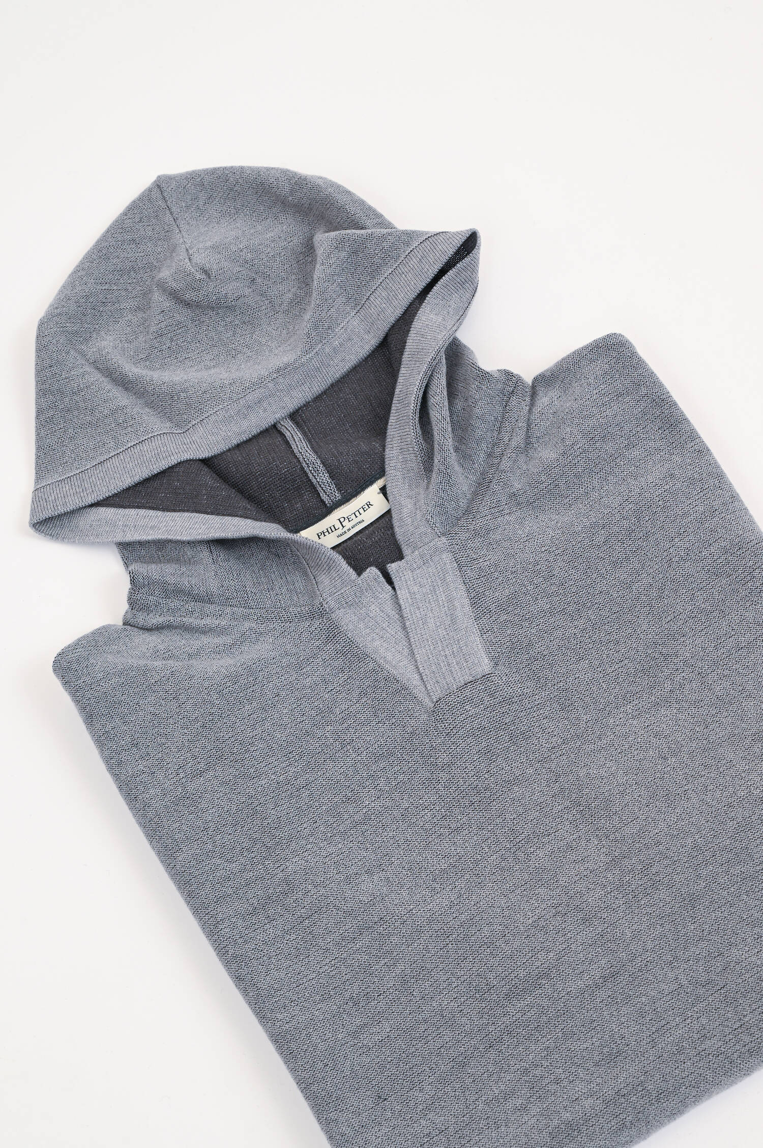 Langarm-Kapuzenshirt in Grau