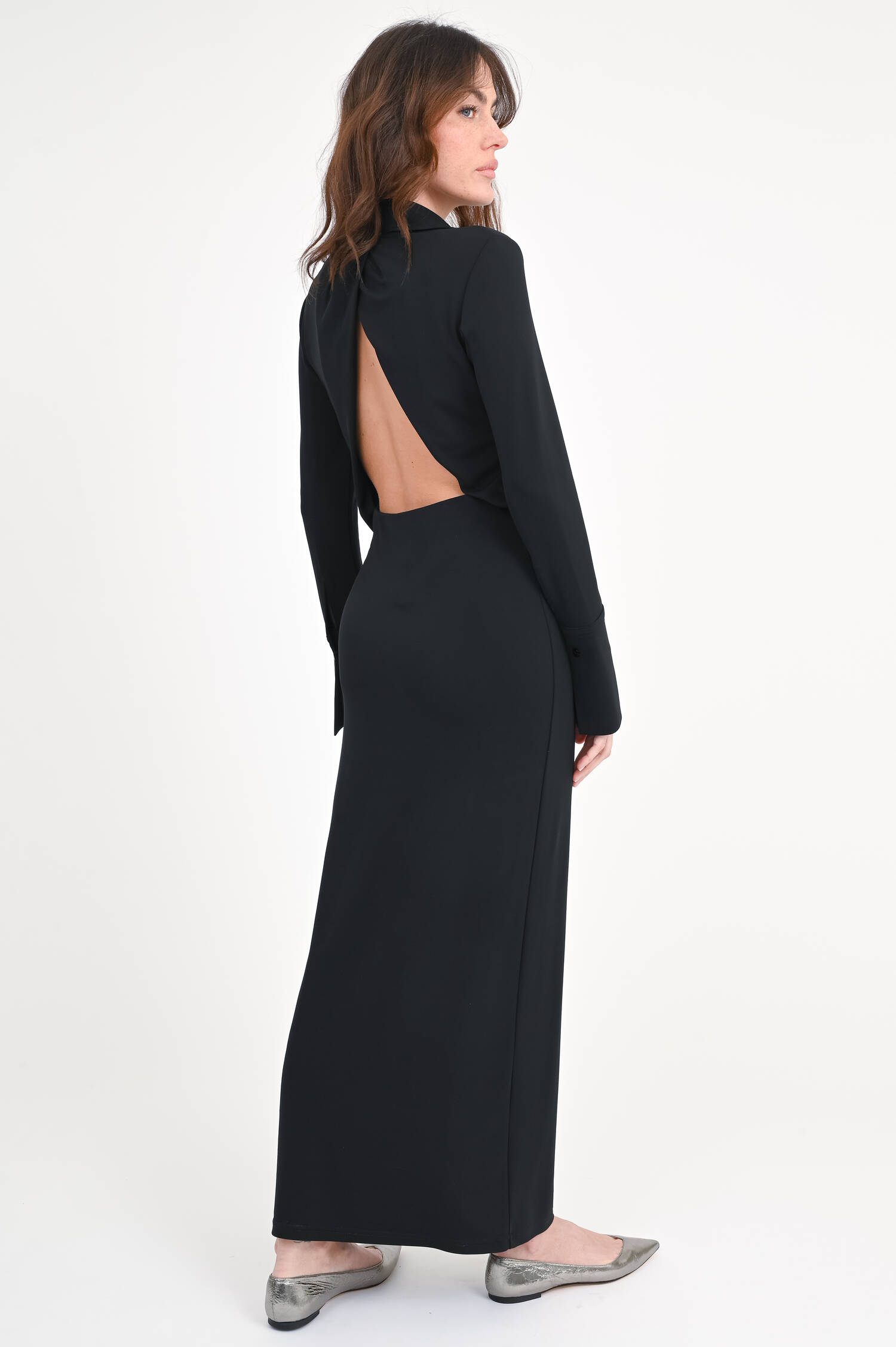 Jerseykleid NIAS mit offenem Rücken in Schwarz