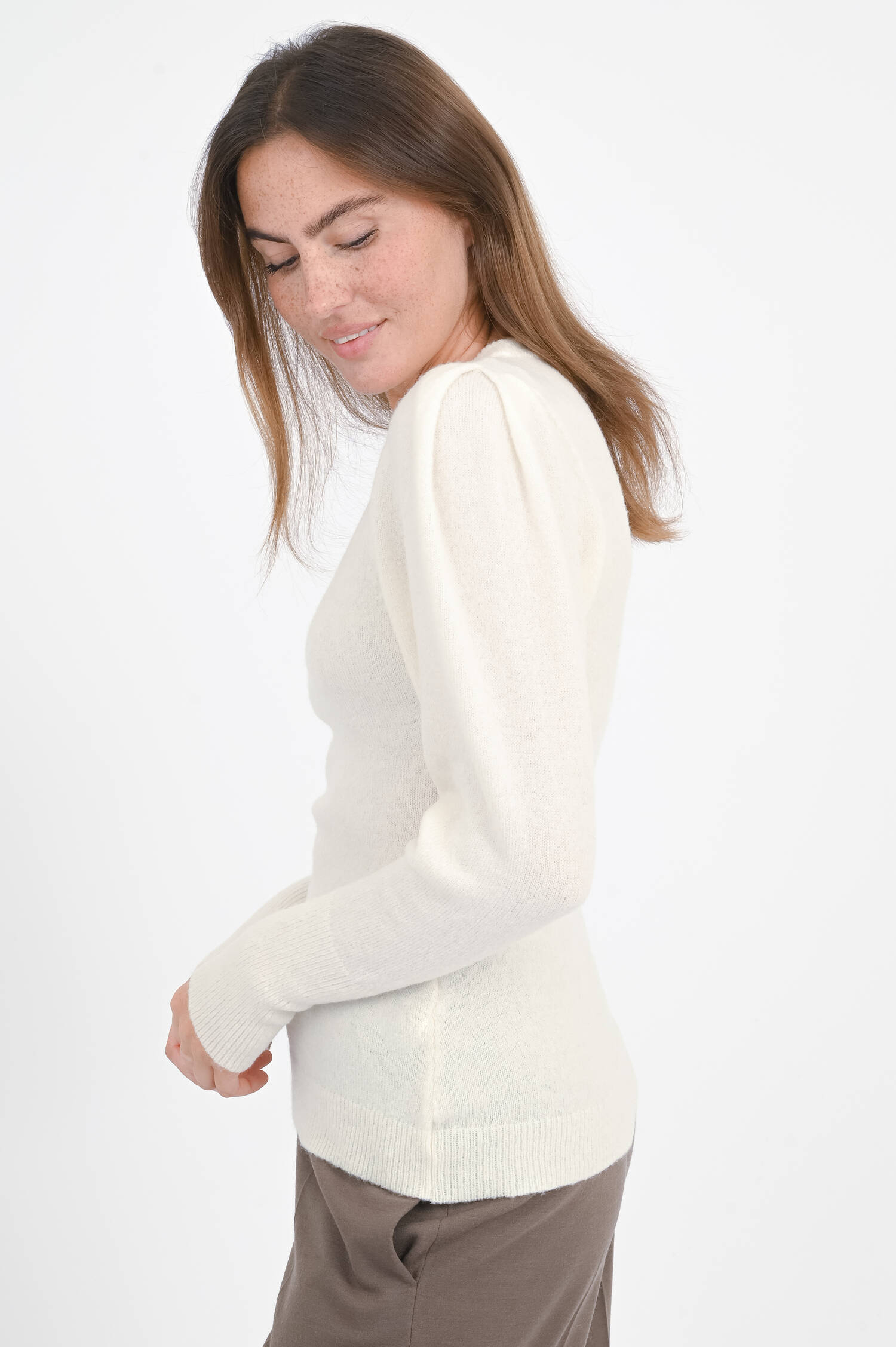 Pullover mit Puffärmel in Snow