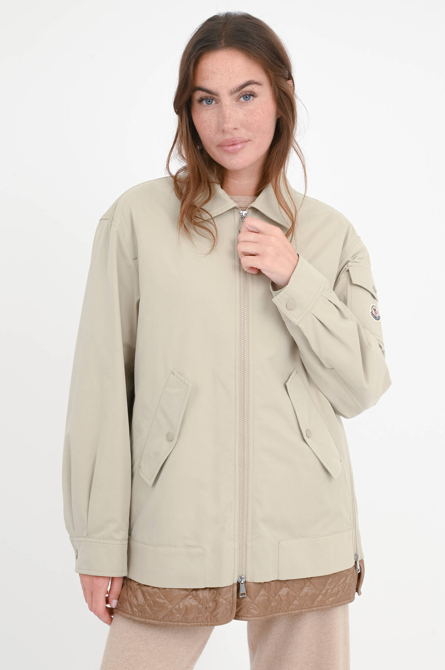 Parka-Mantel FELCI mit Steppdetails in Beige