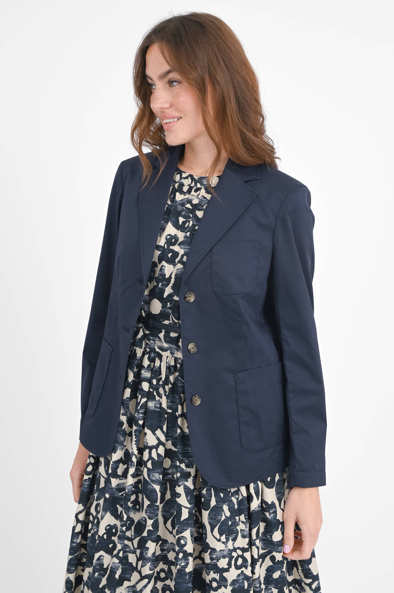Baumwoll-Blazer in Navy
