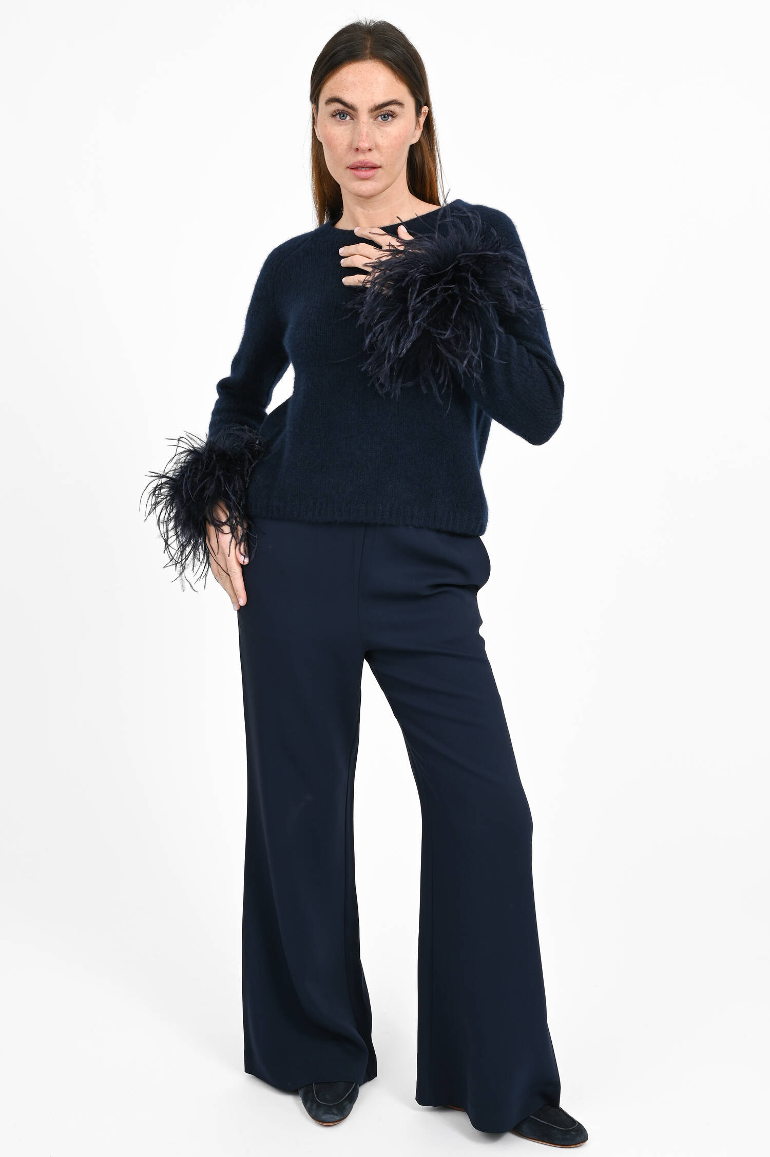 Pullover mit Staußenfedern in Midnight Pullover mit Staußenfedern in Midnight