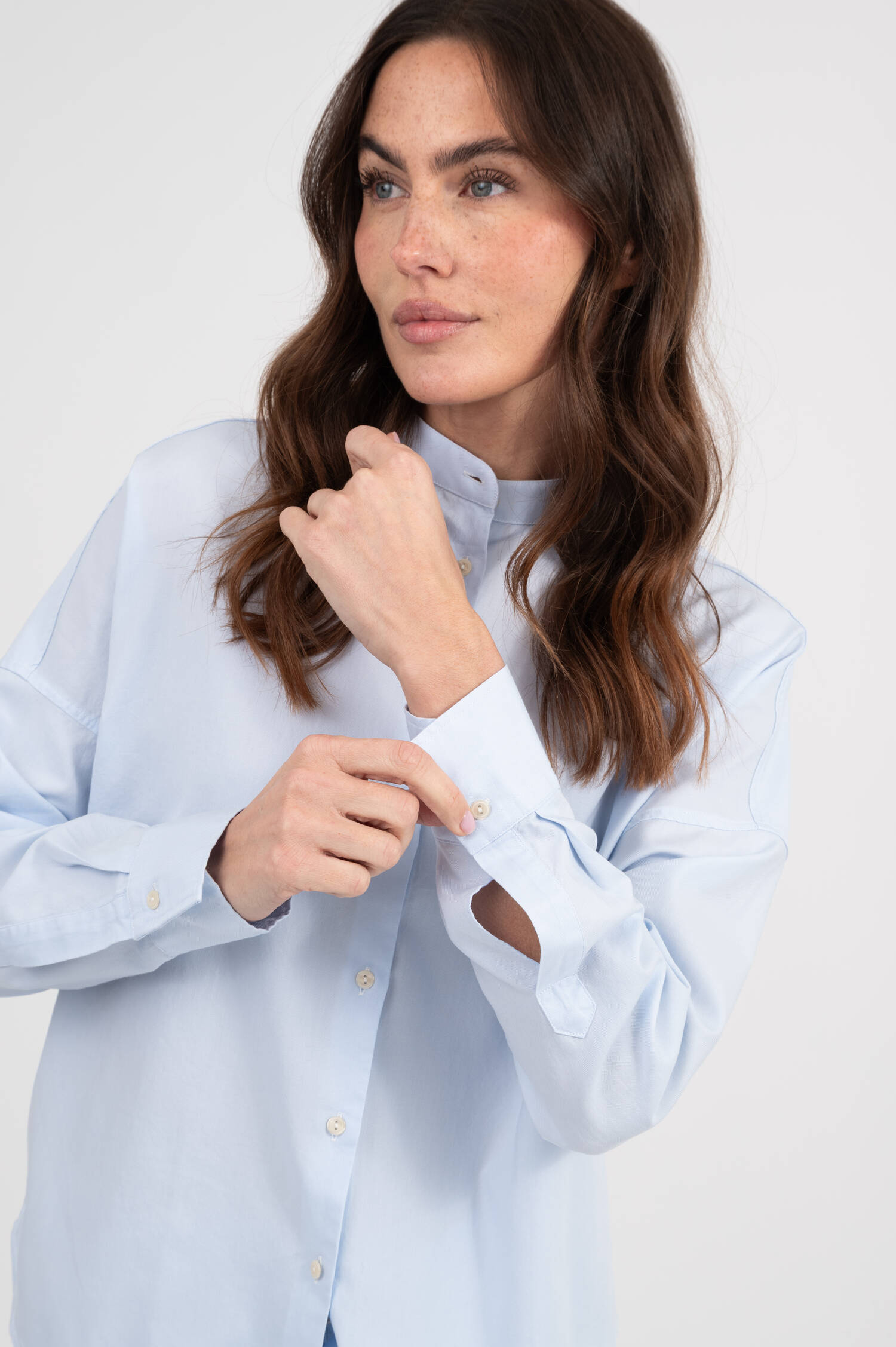 Piqé Bluse LUCY in Hellblau