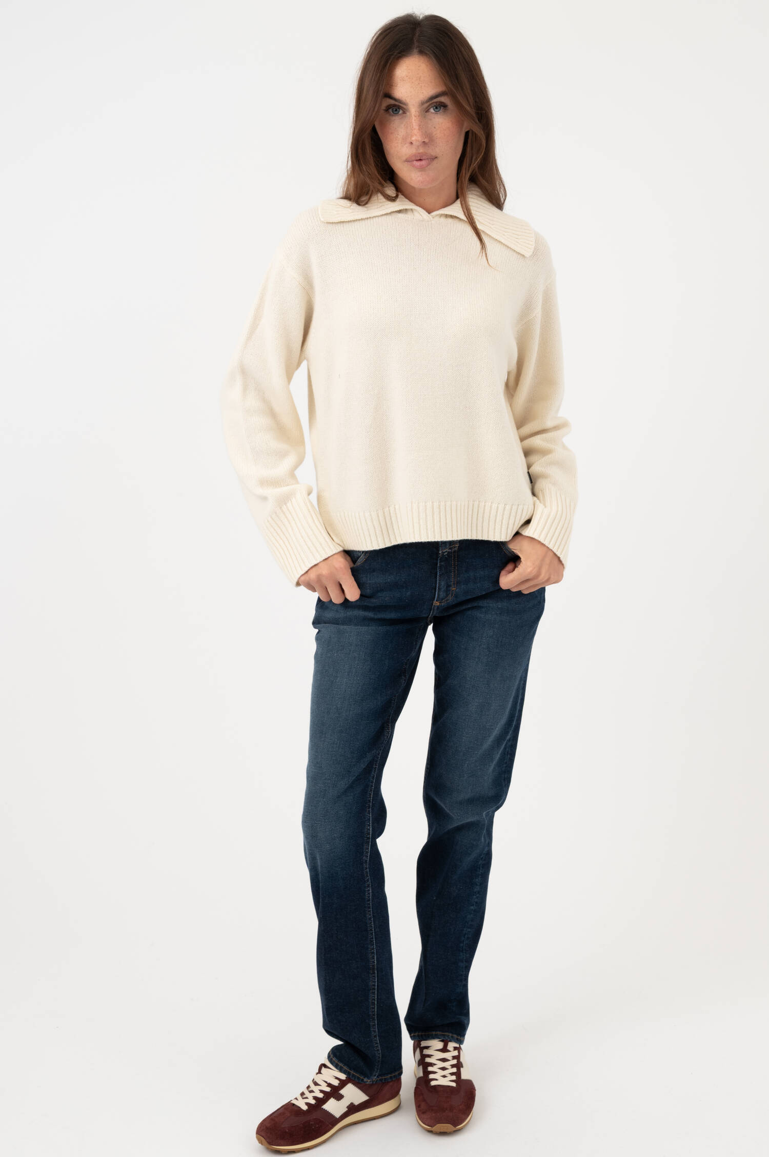 Woll-Polo-Pullover ADRIA in Beige Woll-Polo-Pullover ADRIA in Beige