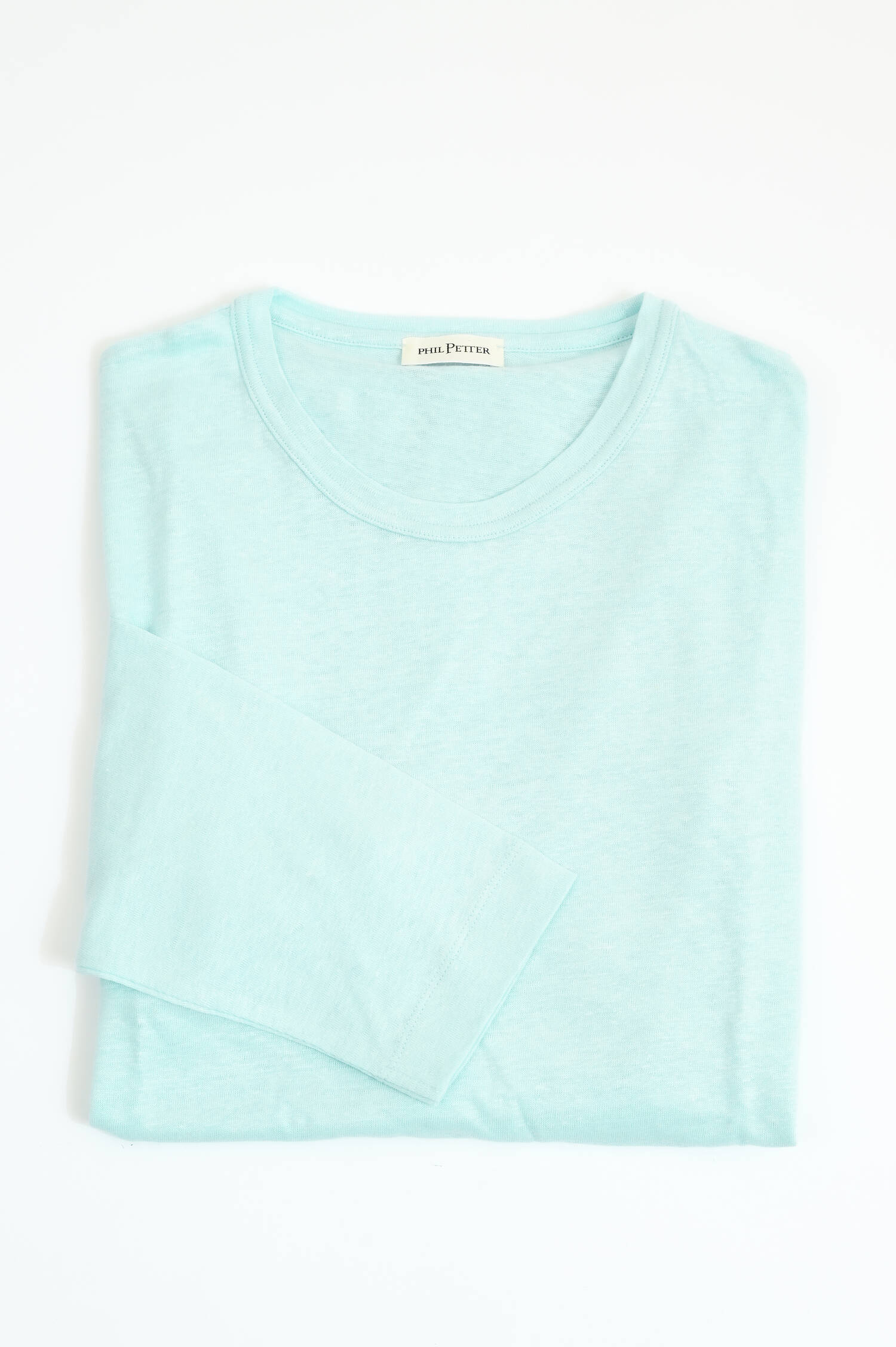 Langarm-Shirt aus Leinen in Türkis