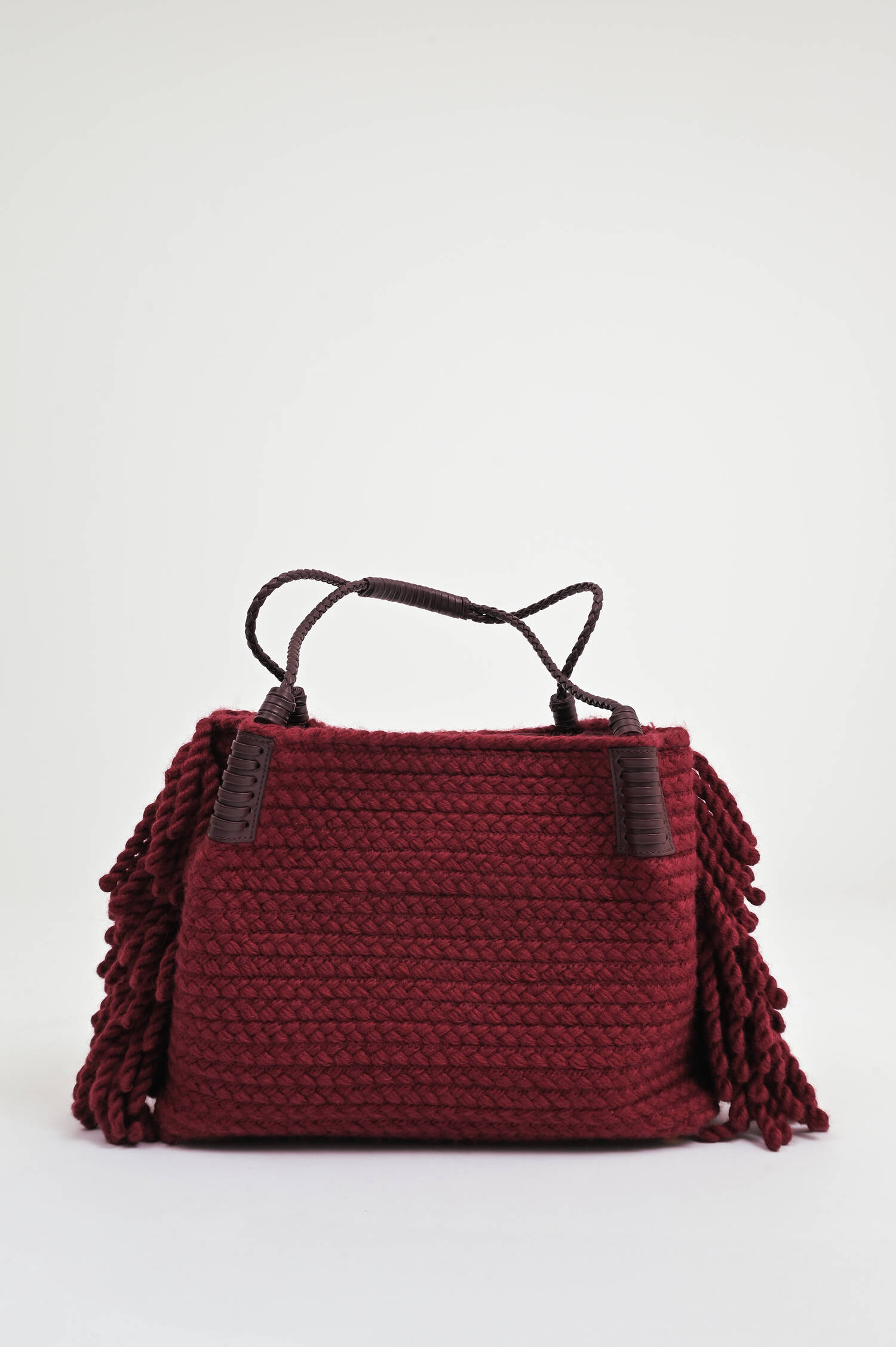 Gestrickter Shopper mit Pegasus-Logo in Bordeaux Gestrickter Shopper mit Pegasus-Logo in Bordeaux