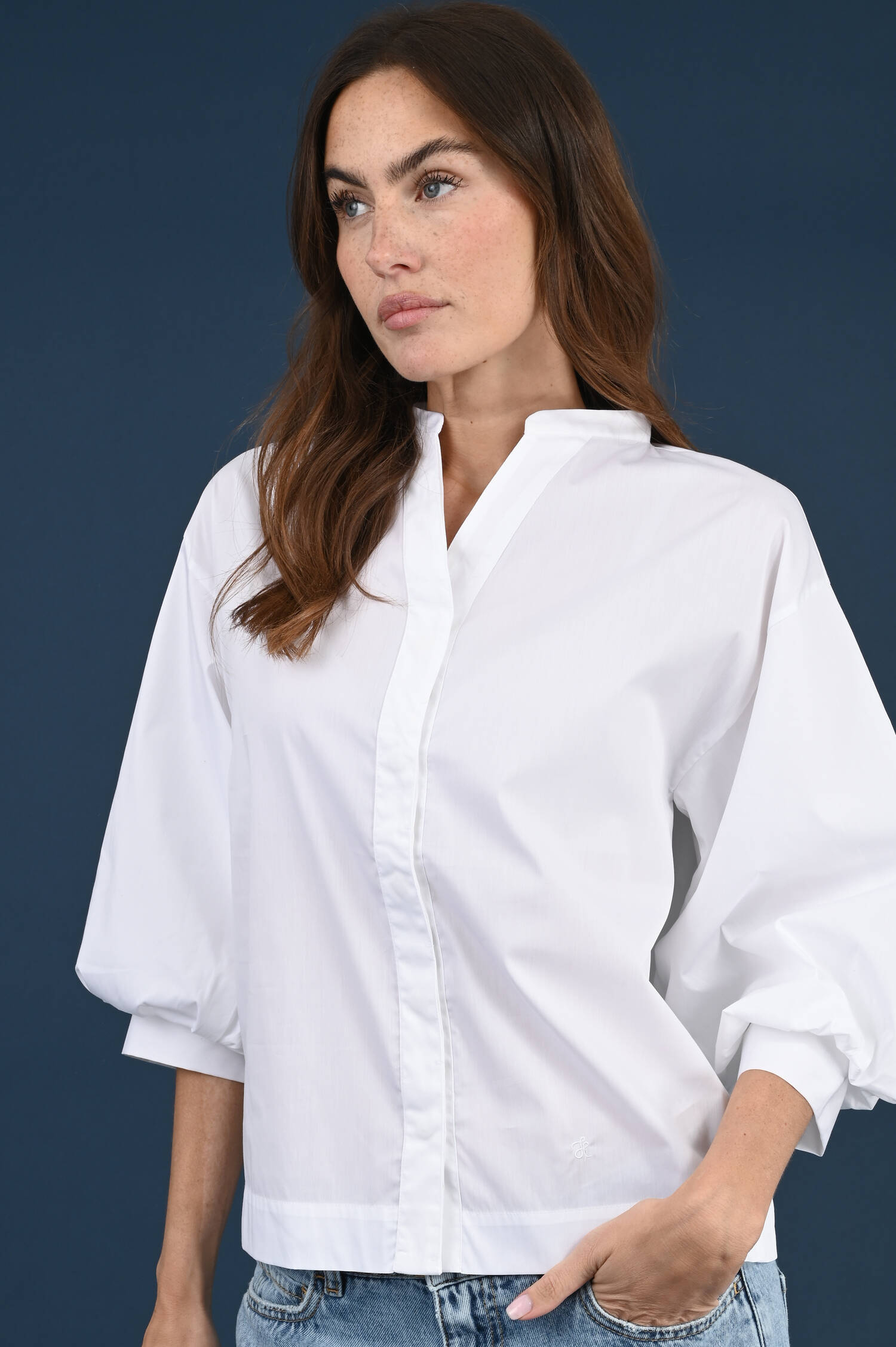 Bluse AMAL mit Puffärmeln in Weiß