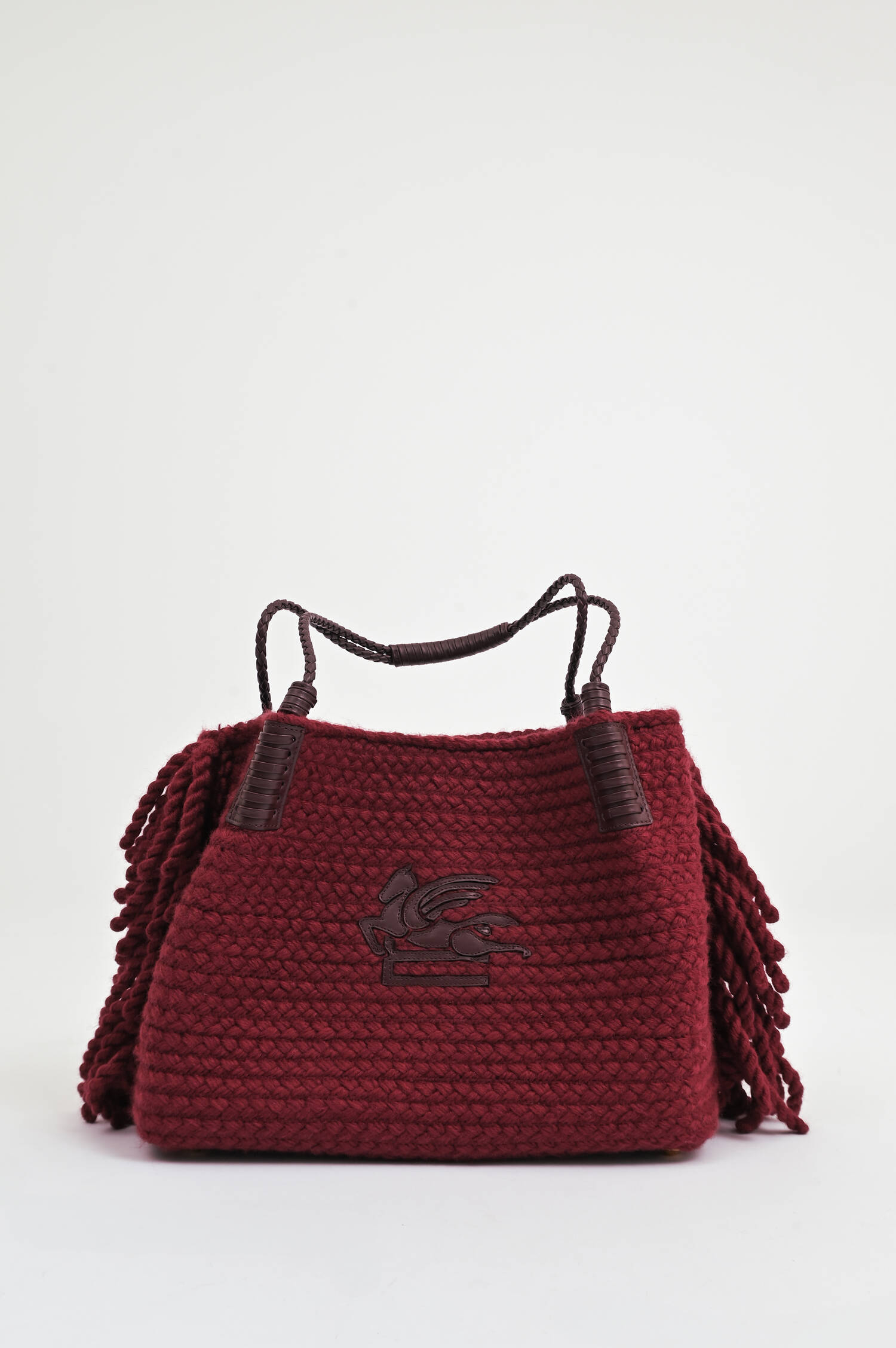 Gestrickter Shopper mit Pegasus-Logo in Bordeaux Gestrickter Shopper mit Pegasus-Logo in Bordeaux