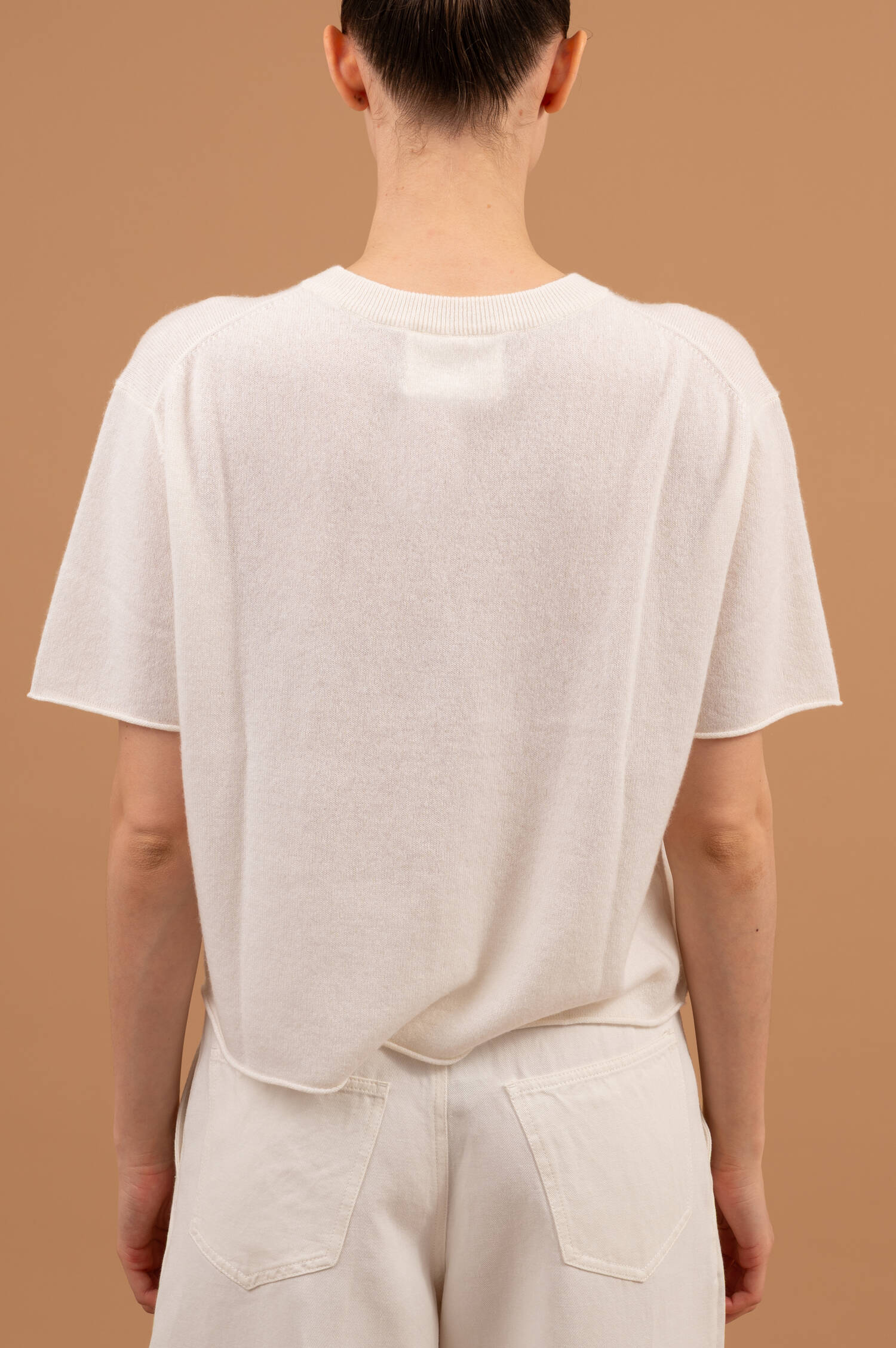 Feinstrick Cashmere T-Shirt CILA in Creme