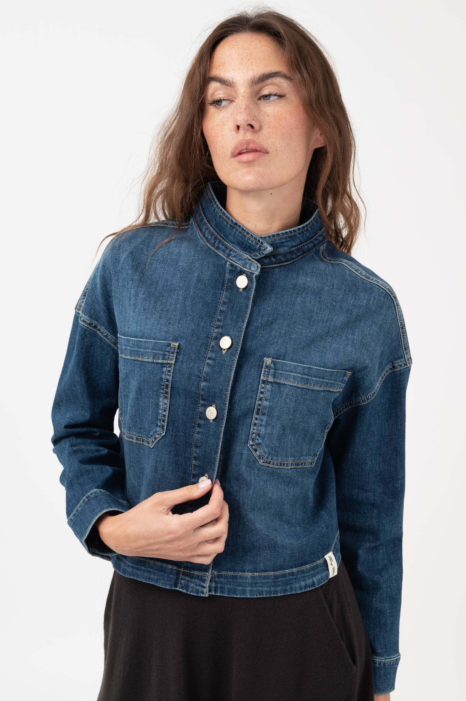 Cropped Denim-Jacke in Blau