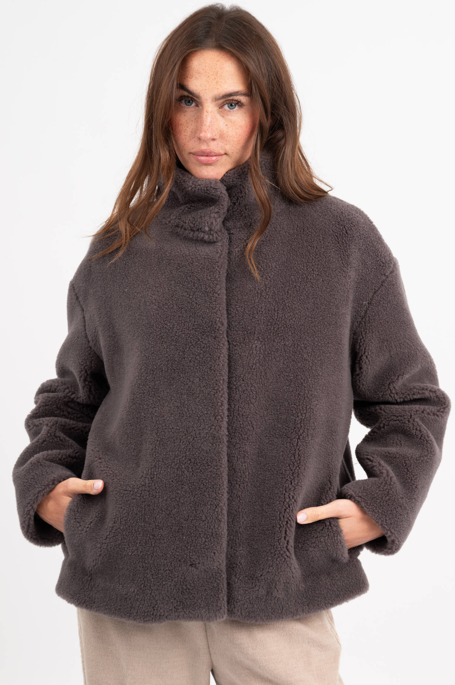 Teddyjacke in Grau