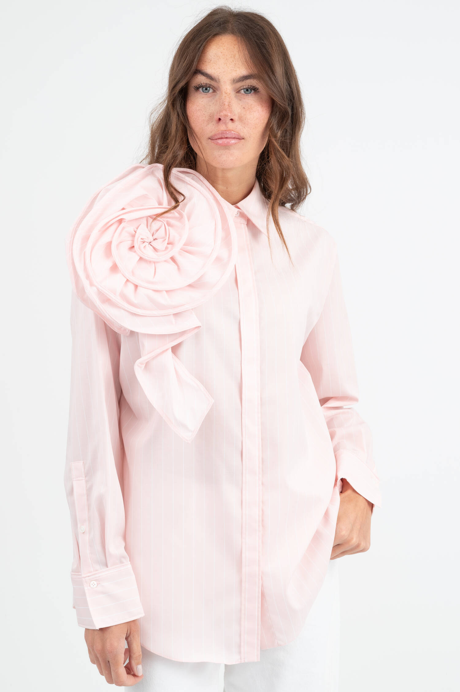 Bluse STRIPED POWER in Rosa/Weiß