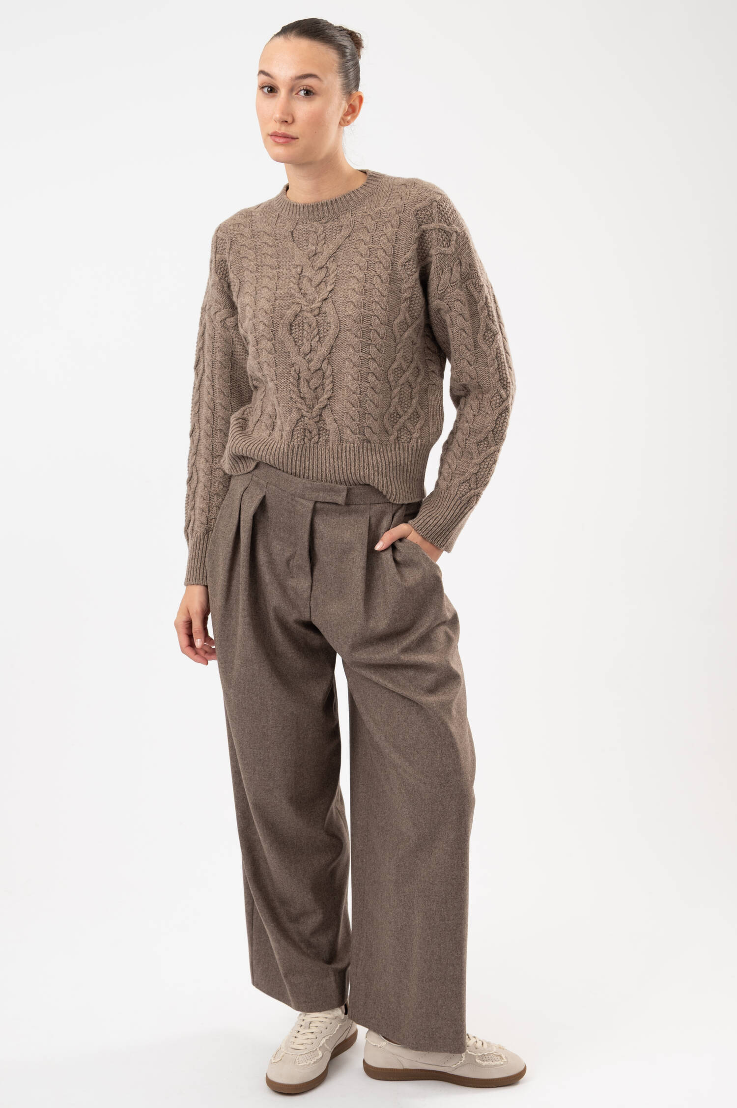 Woll-Hose in Taupe