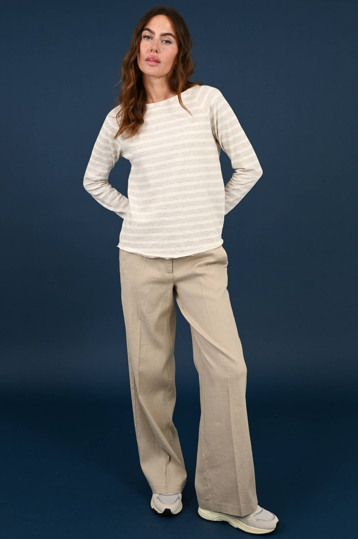 Ringelpullover in Light Beige Melange/Ecru Ringelpullover in Light Beige Melange/Ecru