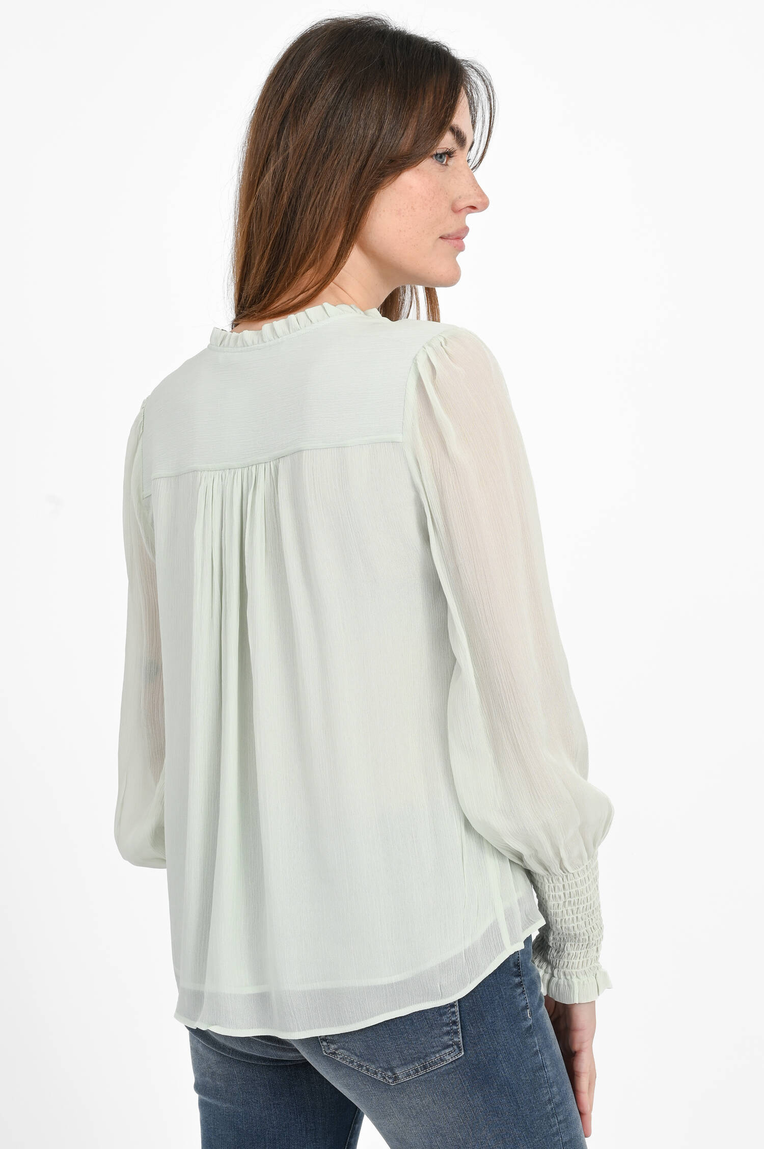 Viskose-Bluse mit Stehkragen in Iced