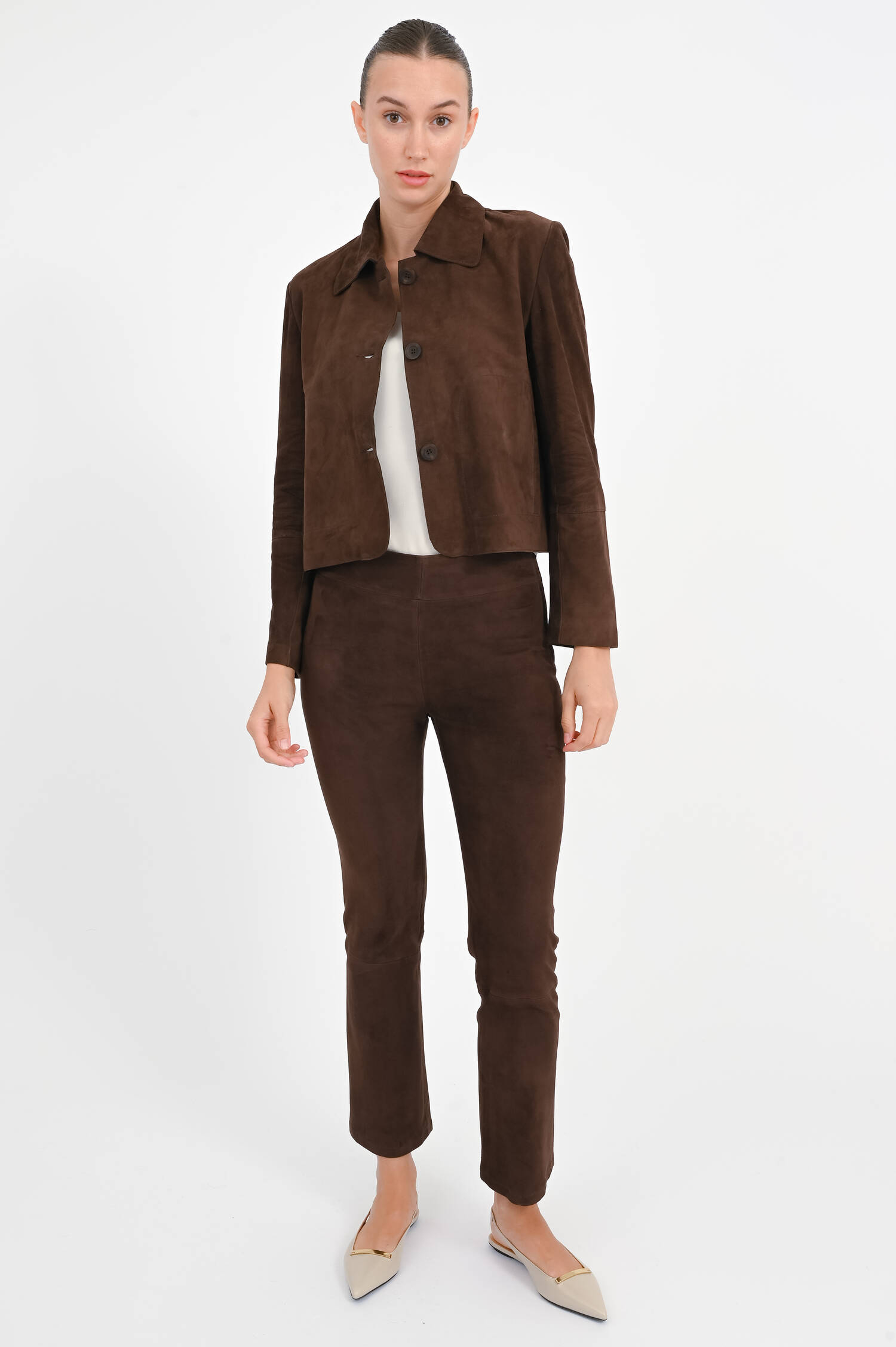 Jacke aus Veloursleder in Braun