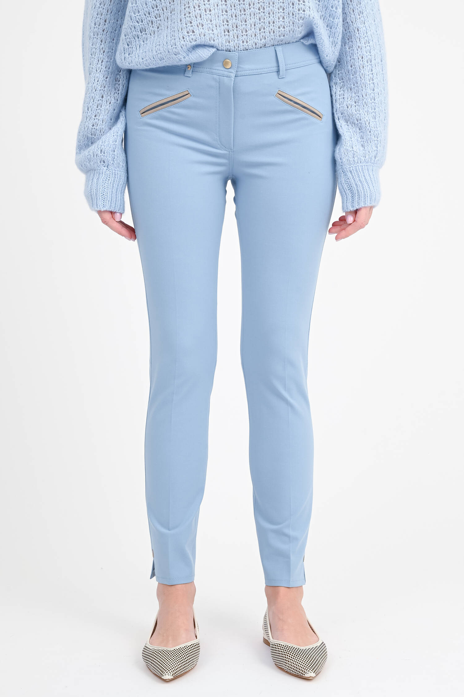  Chino ROYAL mit Lederdetails in Sky