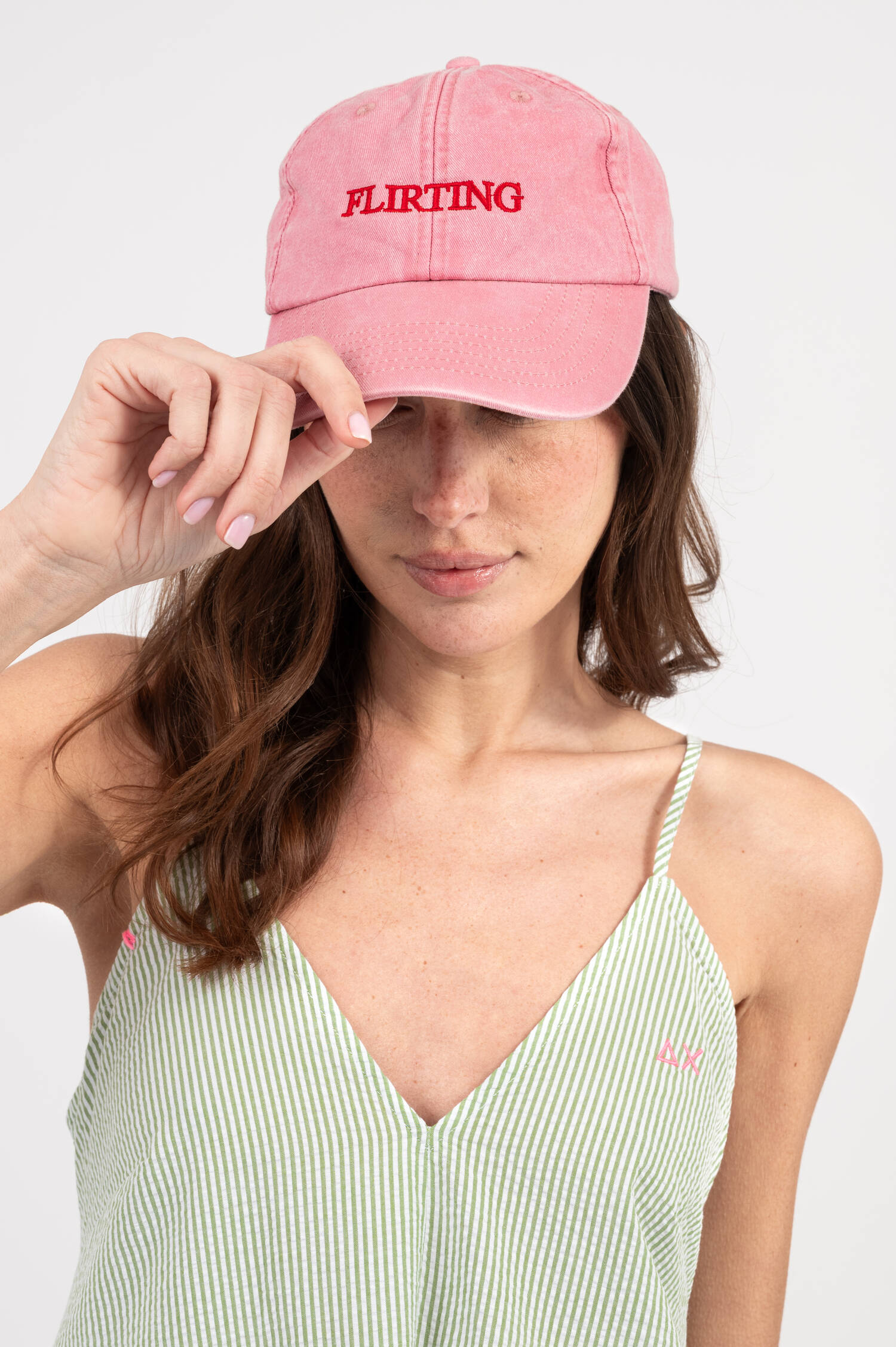 Basecap mit Stick in Rosa