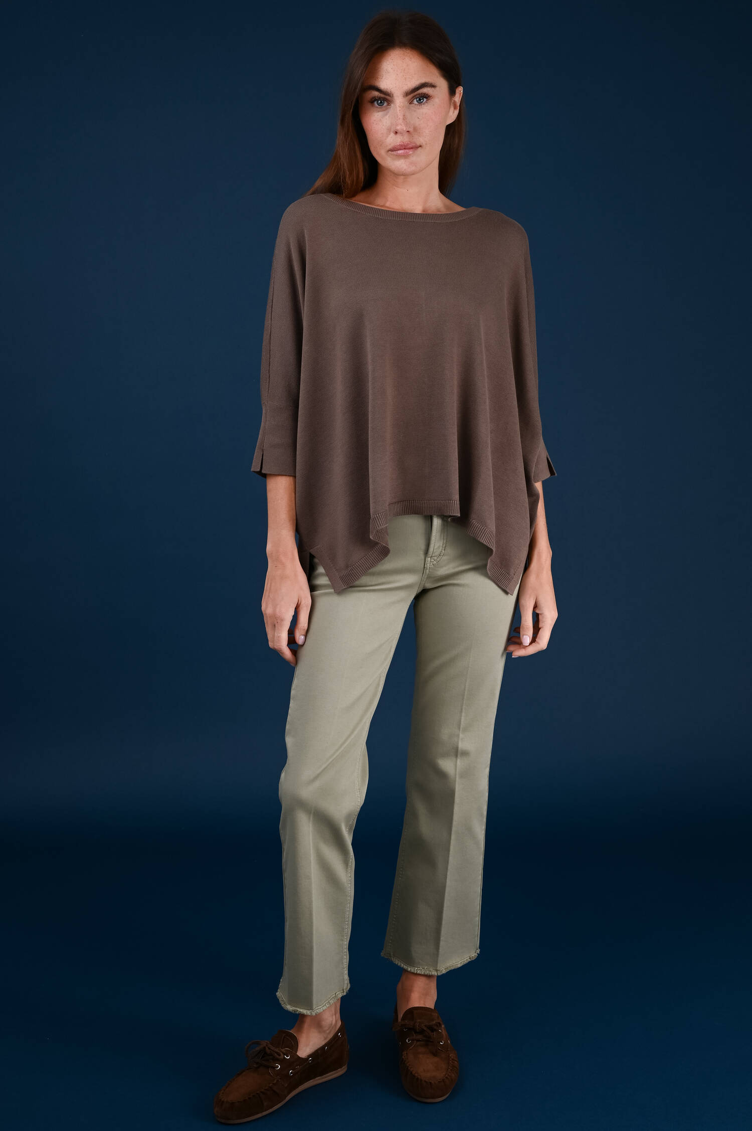 Batwing-Pullover in Mudbraun