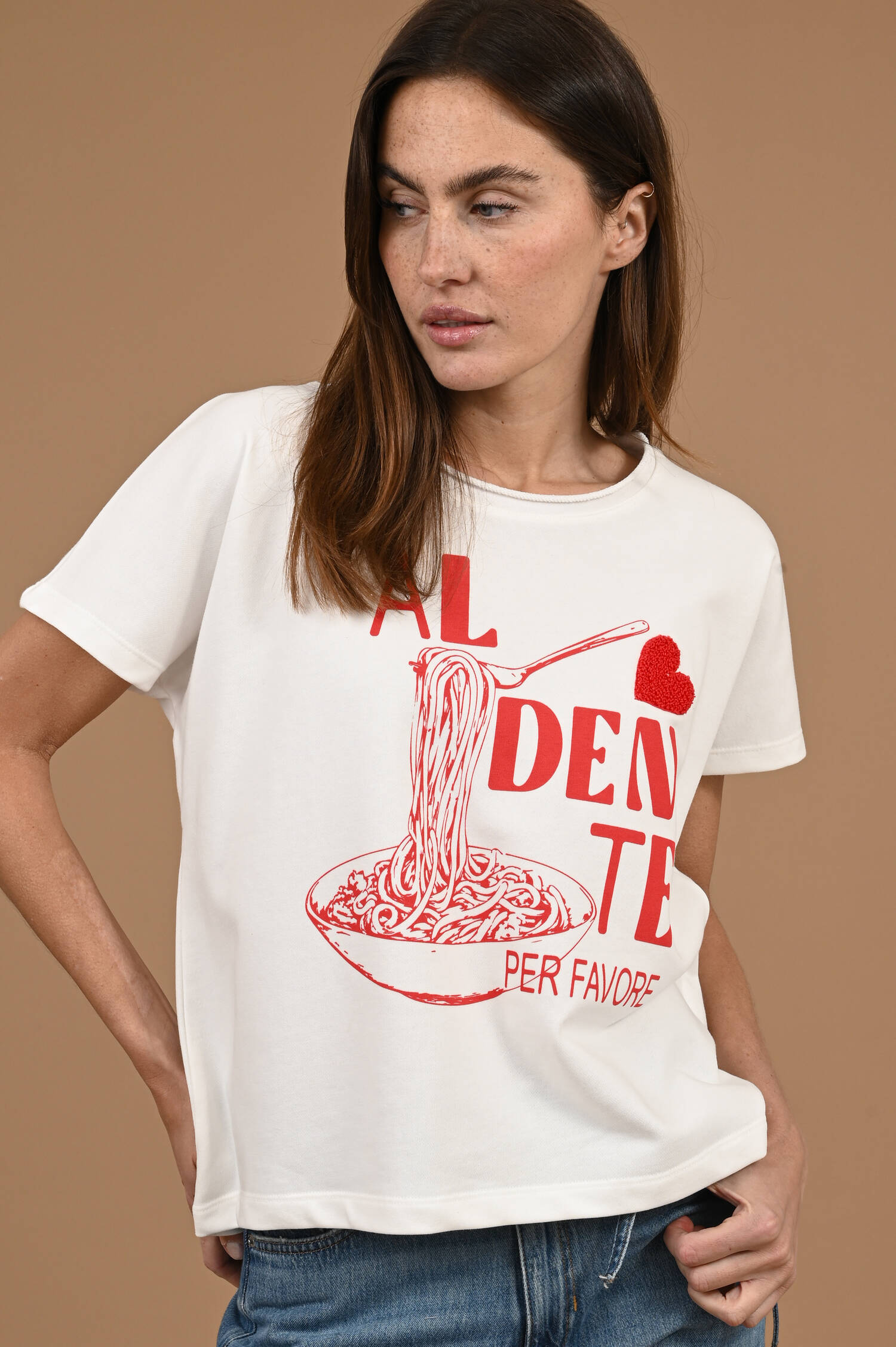 T-Shirt ALDENTE in Weiß/Rot