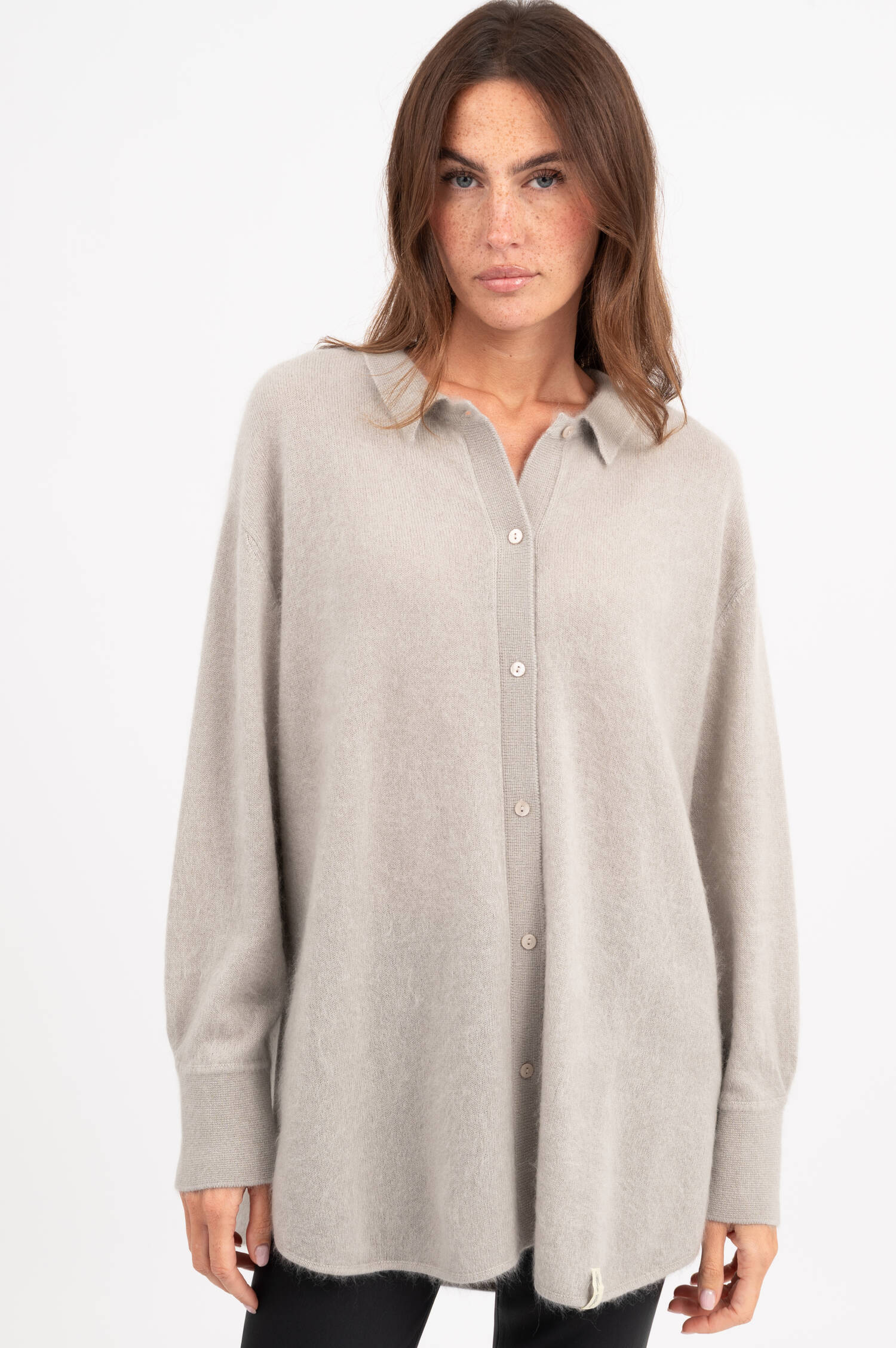 Strickhemd aus Cashmere in Grau