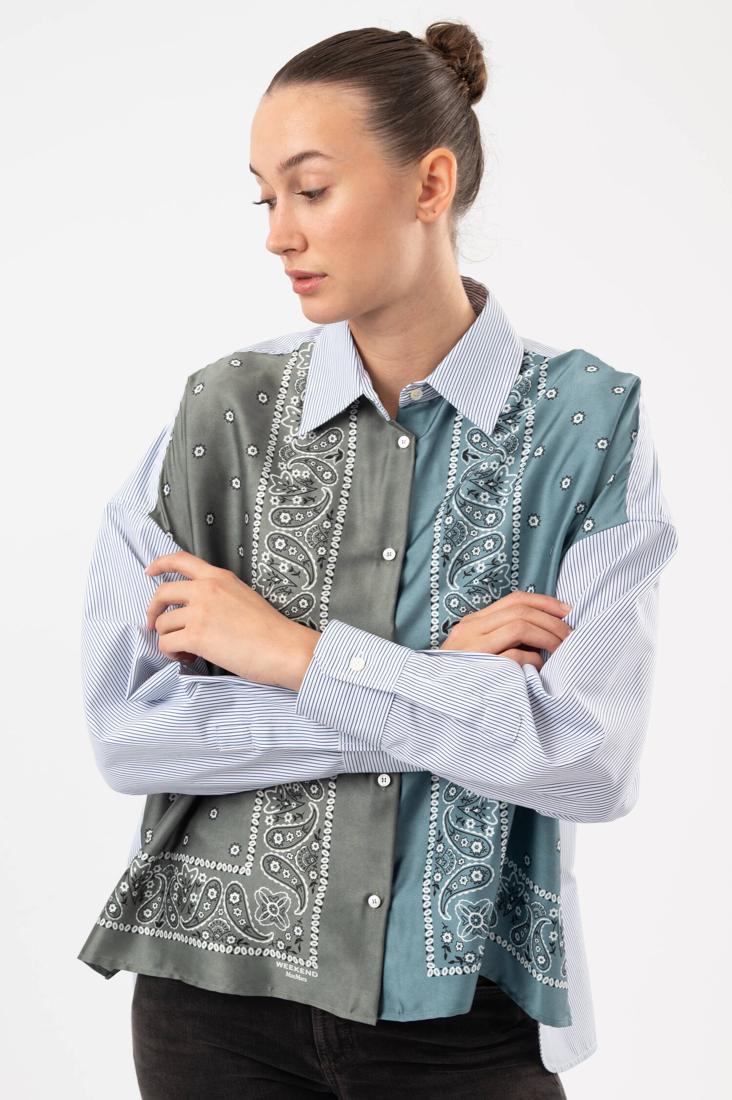 Bluse mit Paisley-Motiv AIRONE in Blau/Weiß/Grün