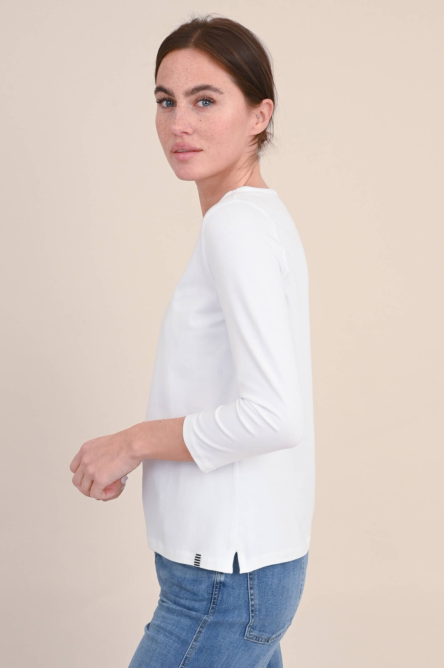 Shirt mit 3/4-Arm in Weiß