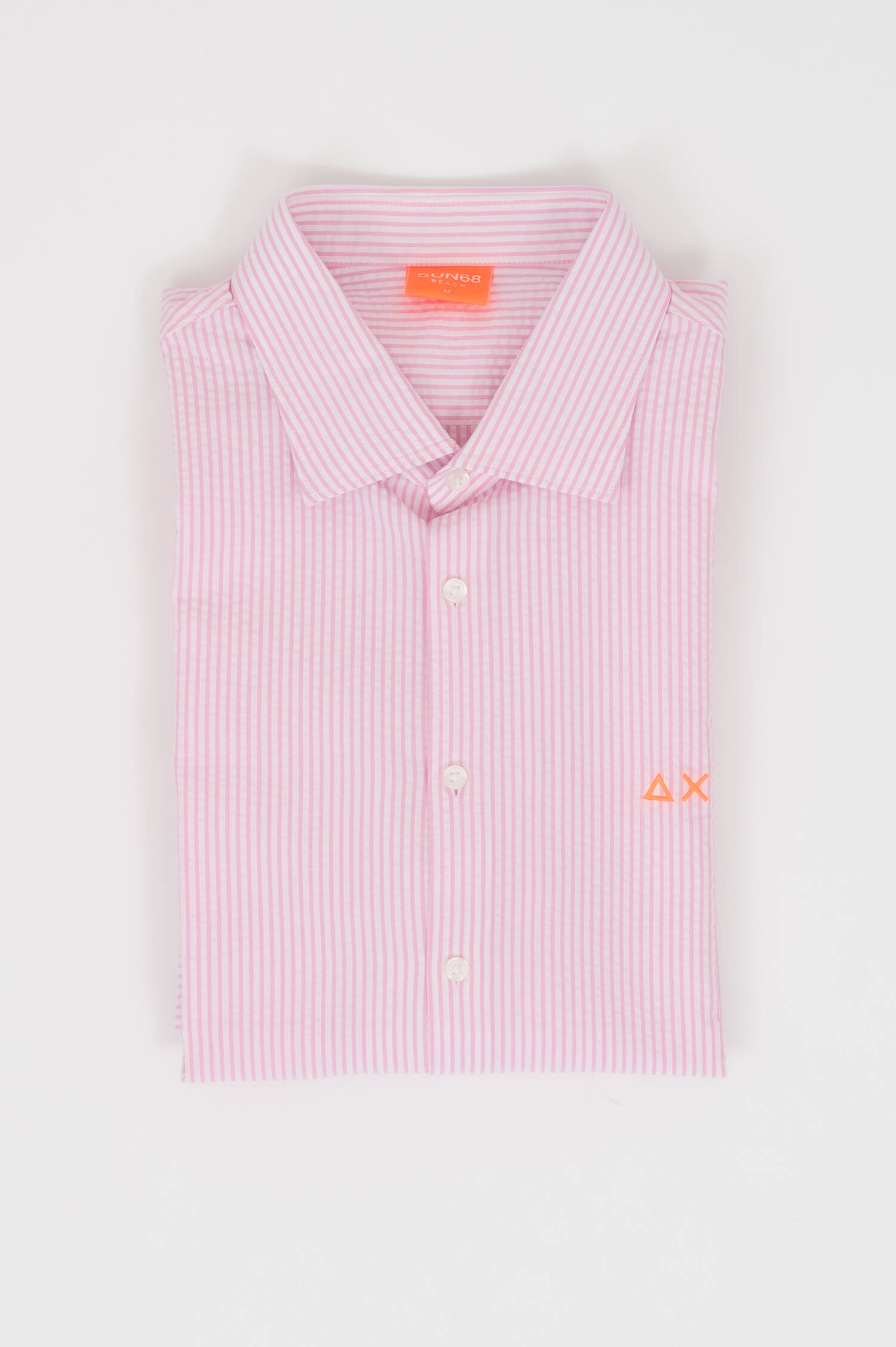 Gestreiftes Seersucker Hemd in Hellblau/Weiß